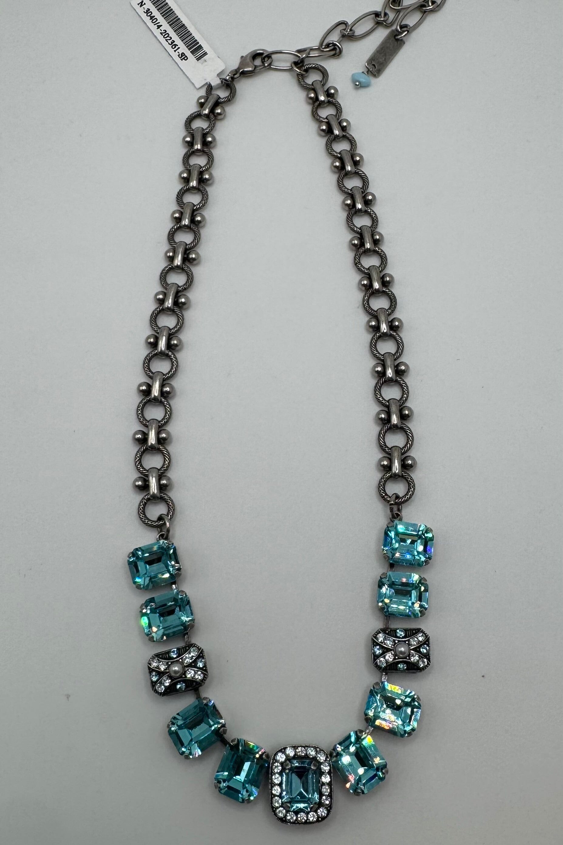 Large Emerald Necklace with Chain-Link "Aquamarine" BETTERBRANDJEWELRY Mariana