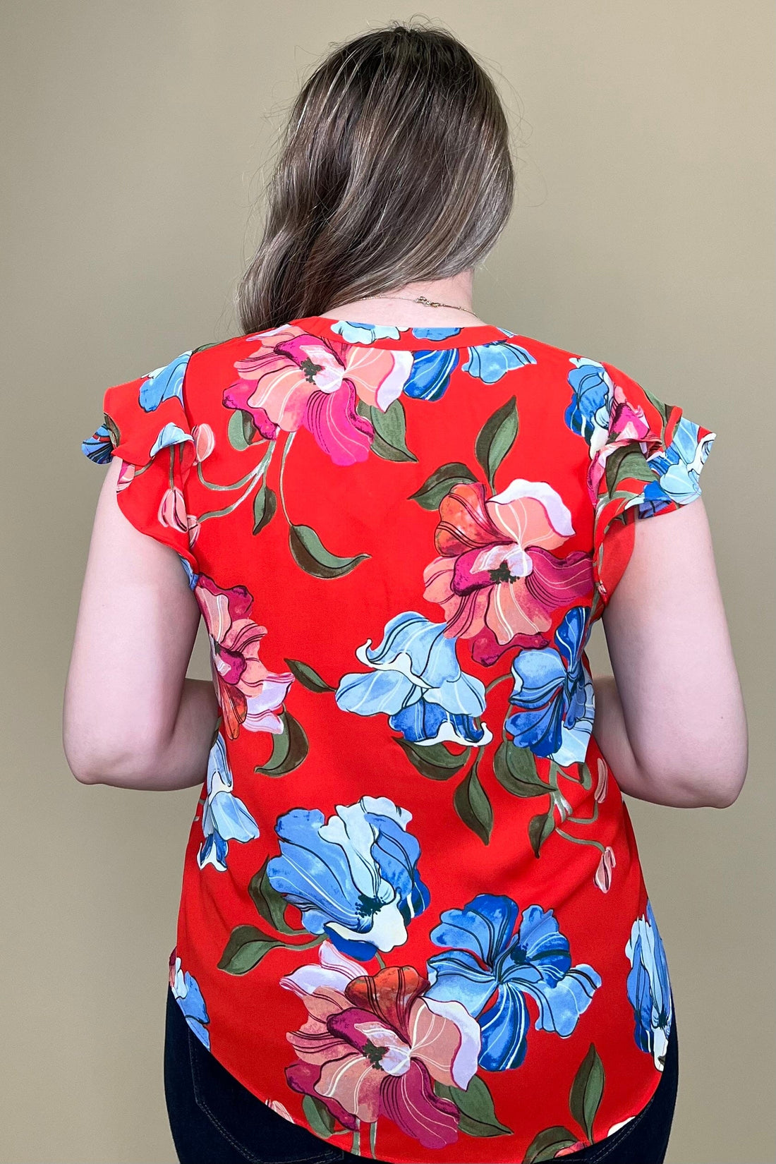 Flutter Sleeve Split Neck Printed Top MISSY TOP SPECIAL ZAC & RACHEL