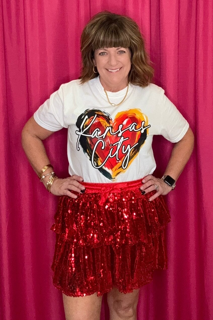 Kansas City Brush Stroke Heart Tee MISSY BASIC KNIT HUSTLE & HEART