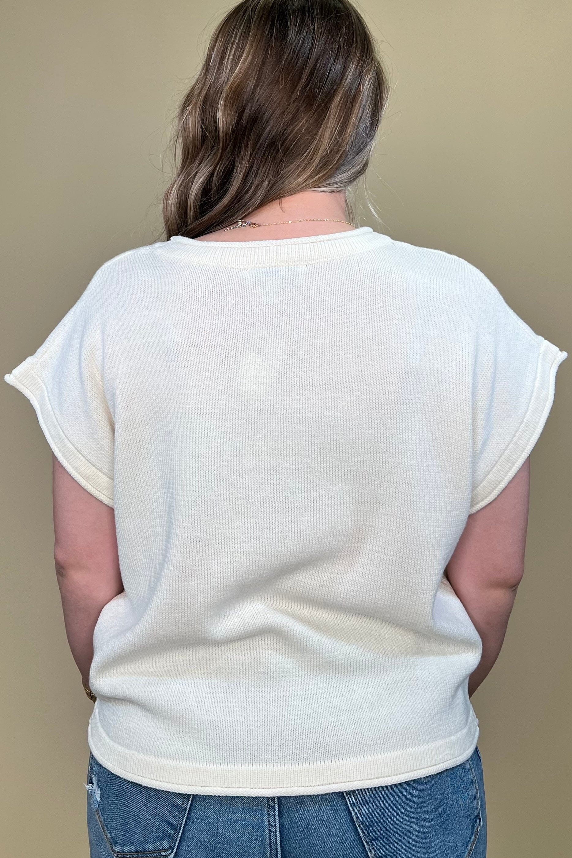 Drop Short Sleeve Lemon Knit Sweater JRTOP CASUAL TOP SHE&SKY