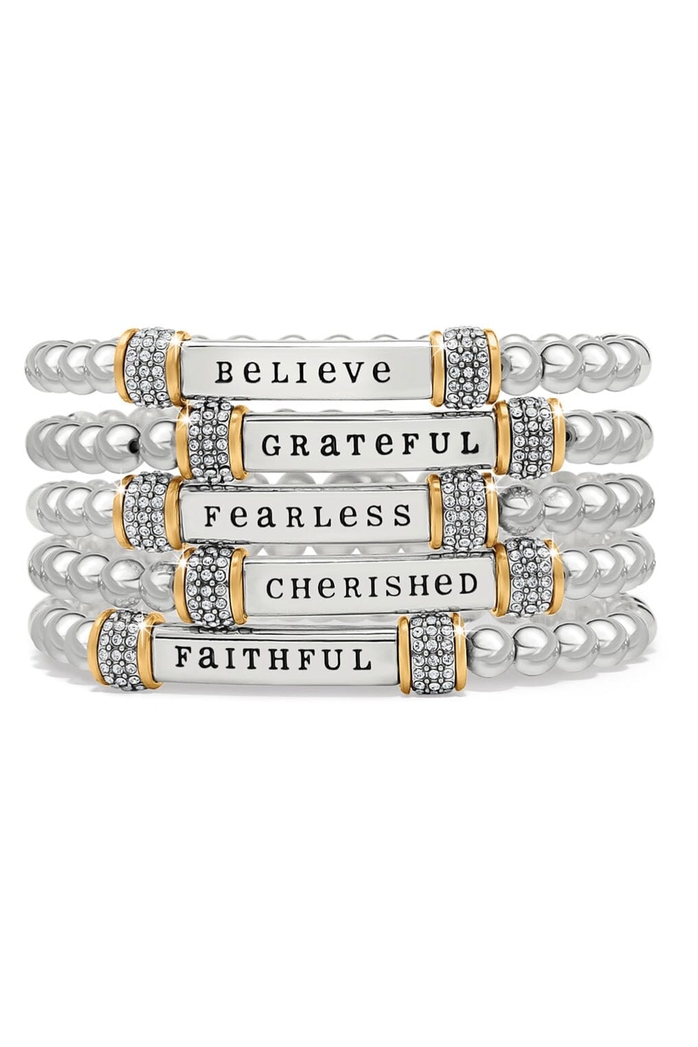 Meridian Believe Two Tone Stretch Bracelet BJEWELRY Brighton Collectables