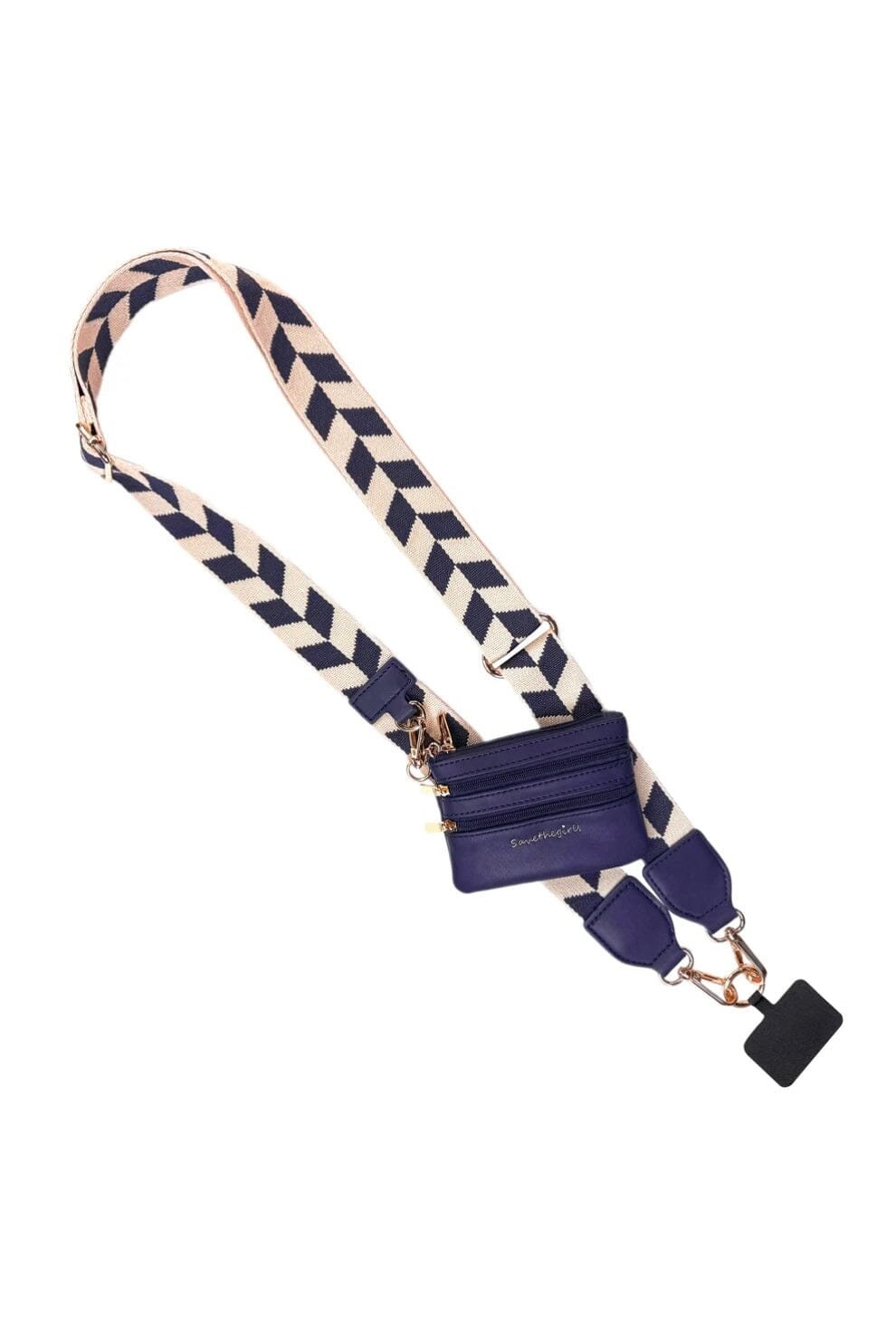 Clip & Go Chevron Strap w/Zippered Pouch GIFT/OTHER SAVE THE GIRLS NVYCRMCHEVRON