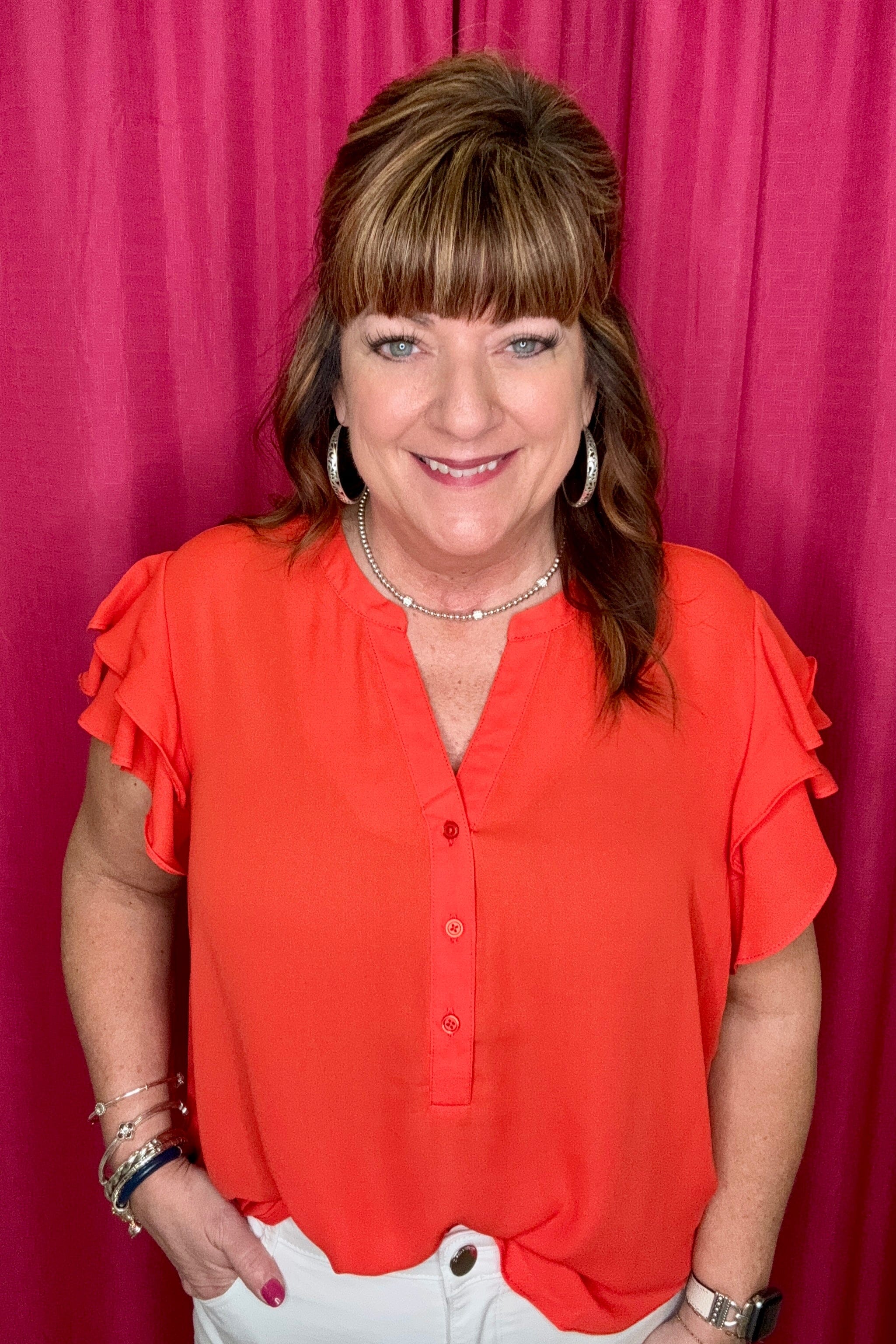 Short Ruffle Sleeve Top MISSY TOP SPECIAL ZAC & RACHEL POPPYRED S