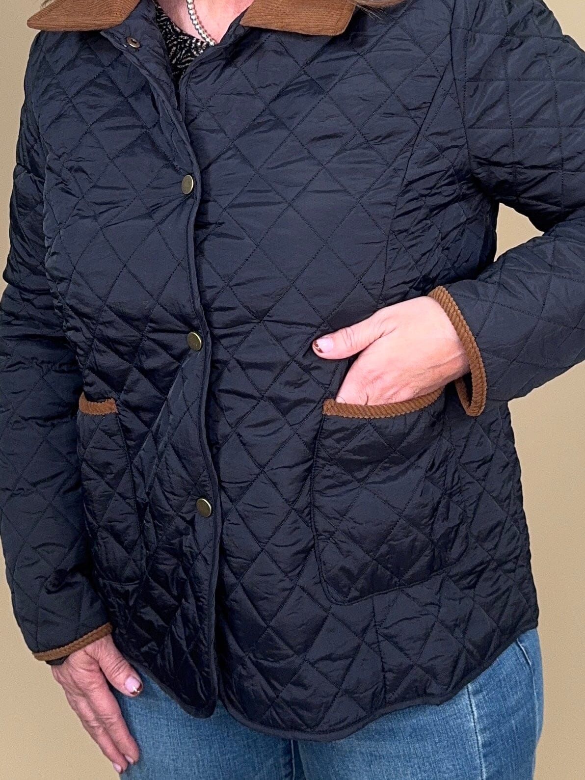 Quilted Jacket with Corduroy Trime JACKET:~~Unassigned~~ CREATION