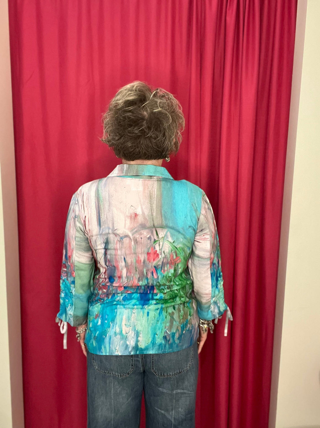 Printed Button Down w/Sleeve Ties MISSY TOP SPECIAL PARSLEY & SAGE