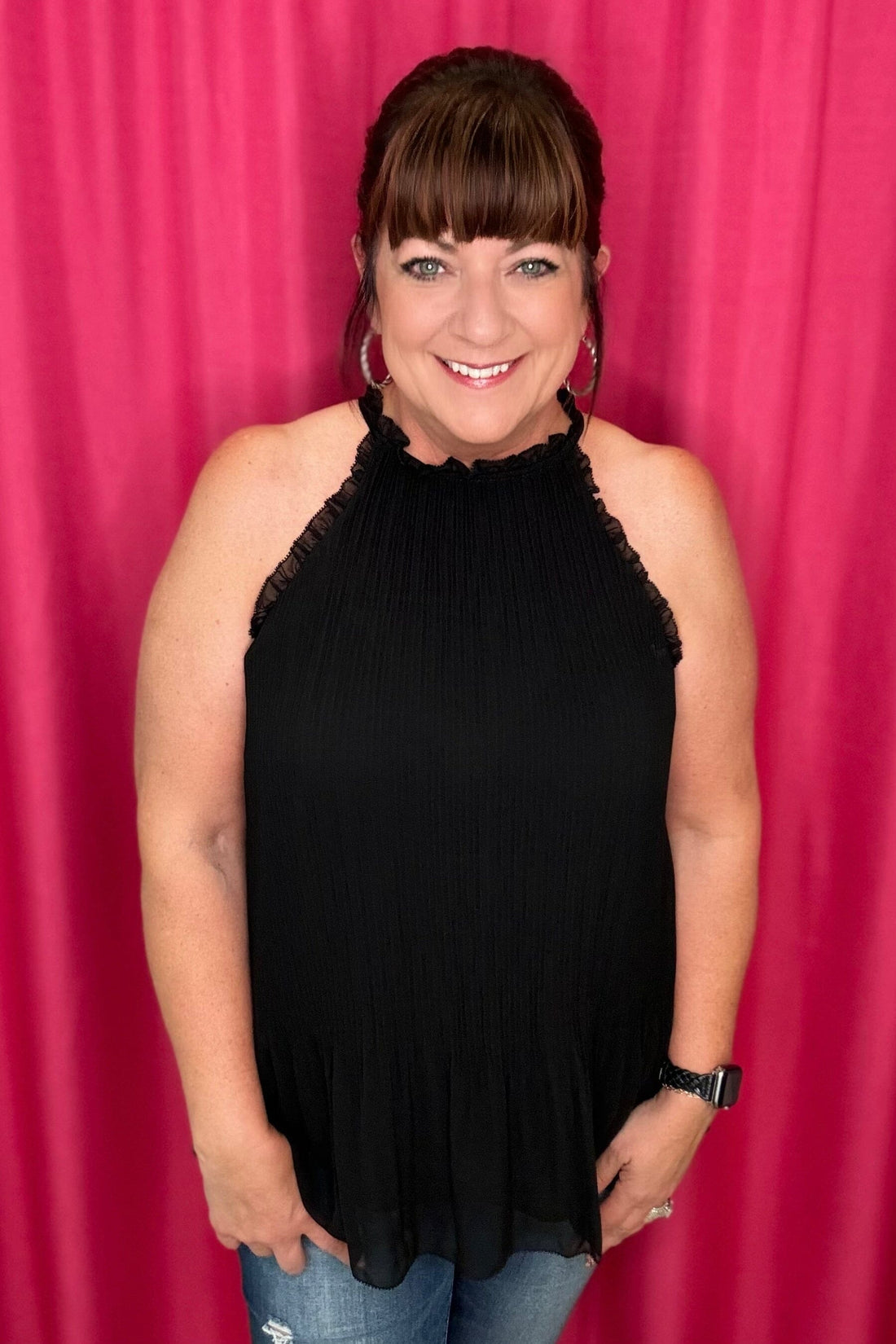 Sleeveless Pleated Halter Top with Ruffles MISSY TOP SPECIAL LIVERPOOL