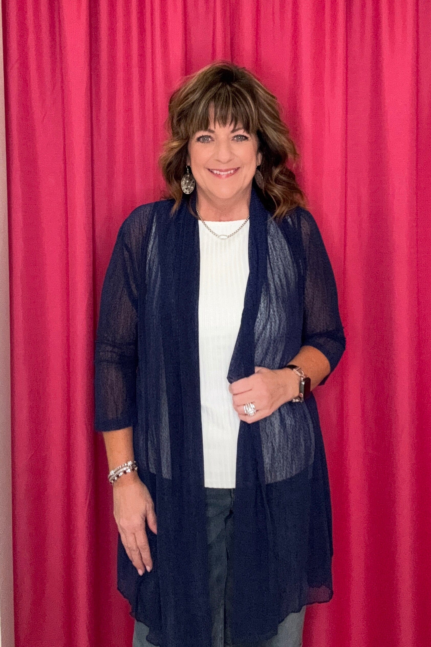 Long Sleeve Long Mesh Cardigan OUTFIT COMPLETER CREATION NVY S