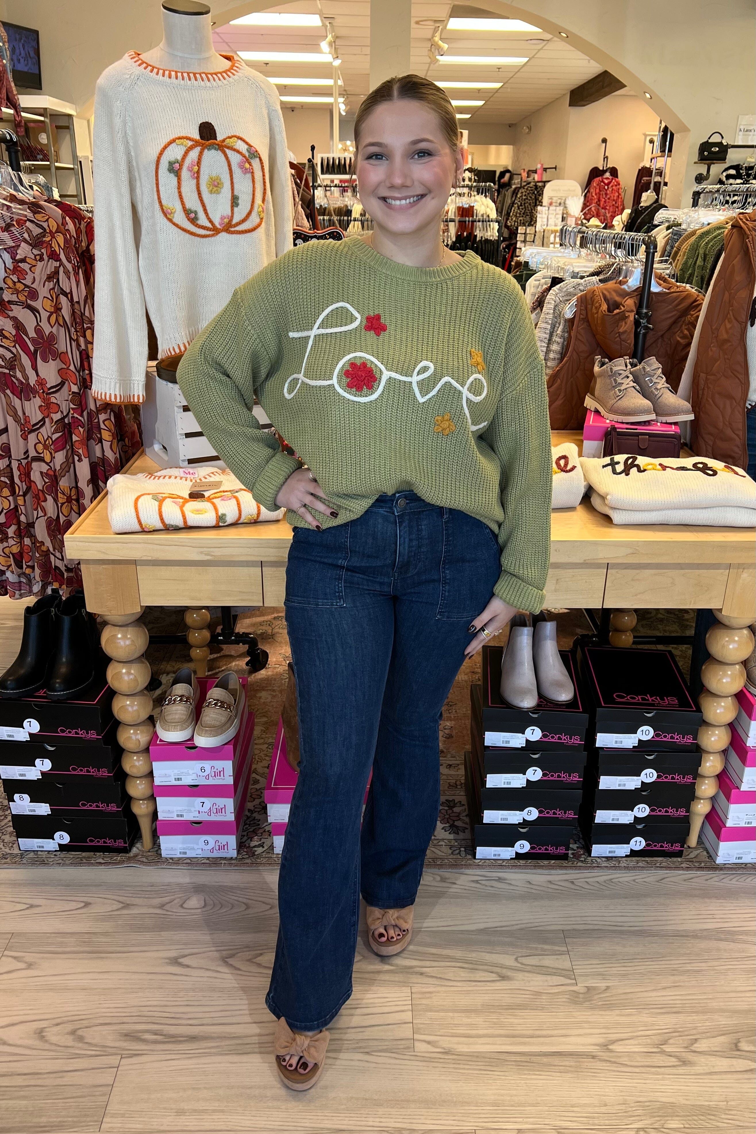 Long Sleeve "Love" Stitch Knit Sweater SWEATER EASEL