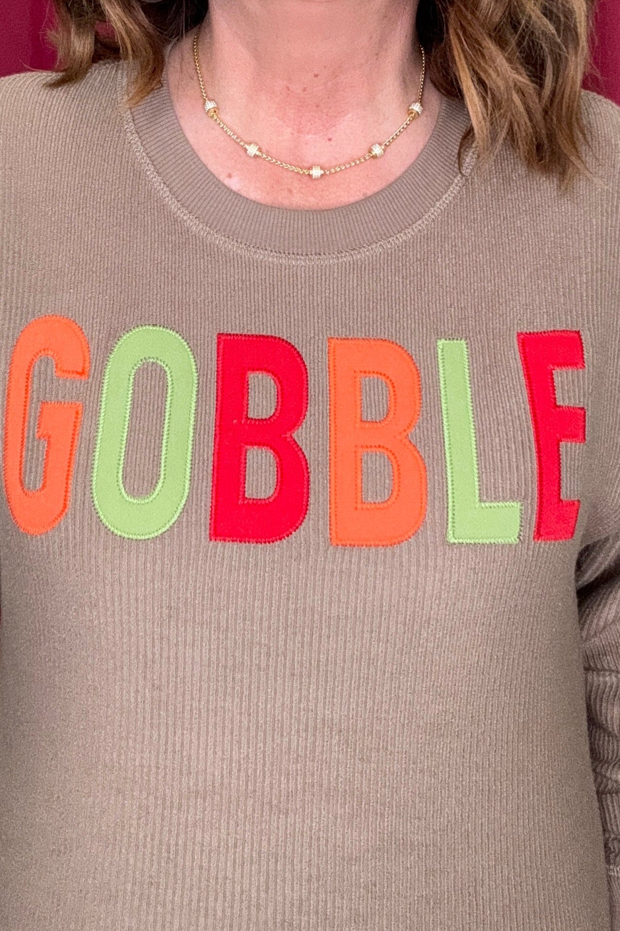 Textured Crew Neck w/Gobble Patch JRTOP CASUAL TOP SPIRITTOATEE