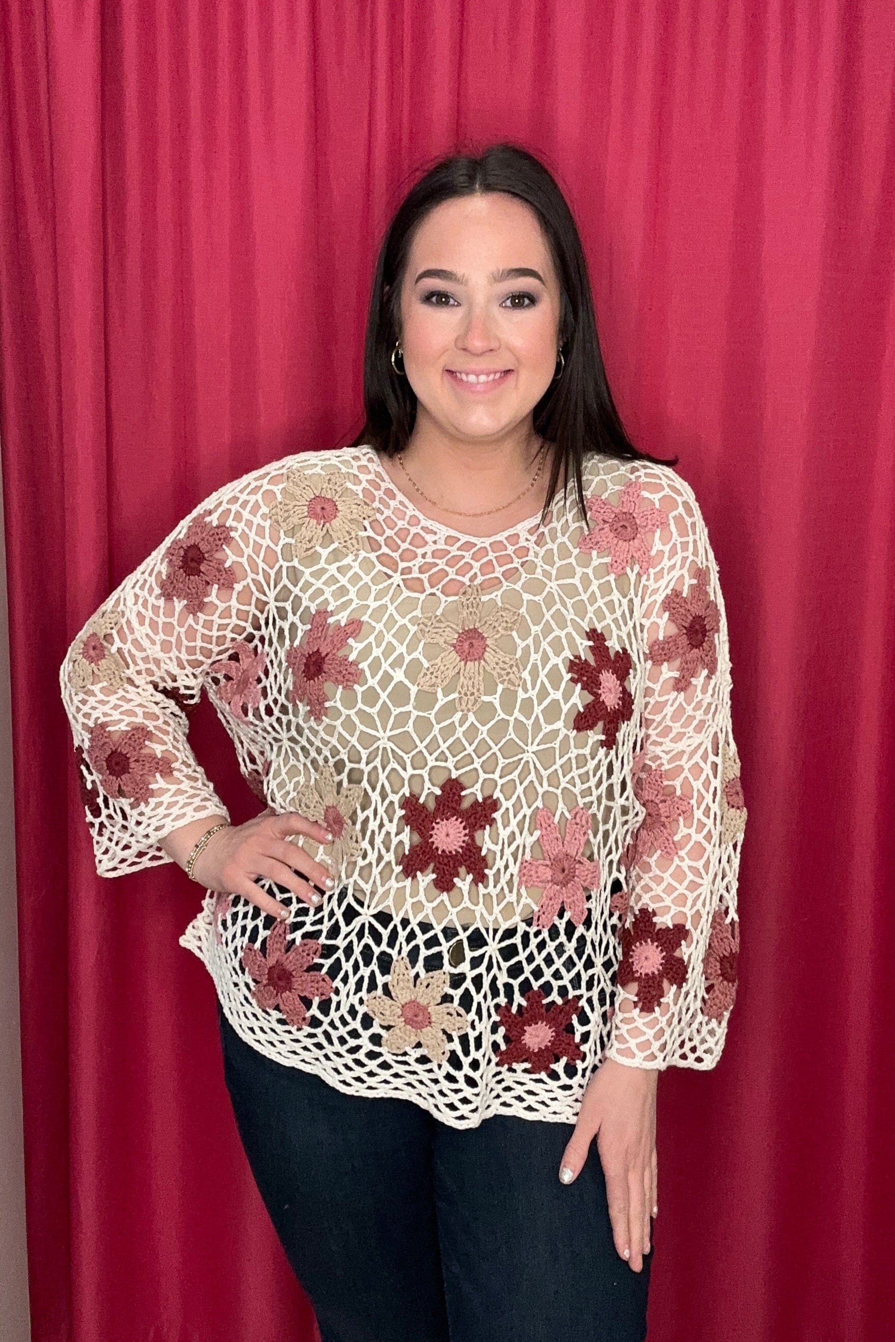 3/4 Sleeve Crochet Sweater MISSY TOP SPECIAL CHARLIEB
