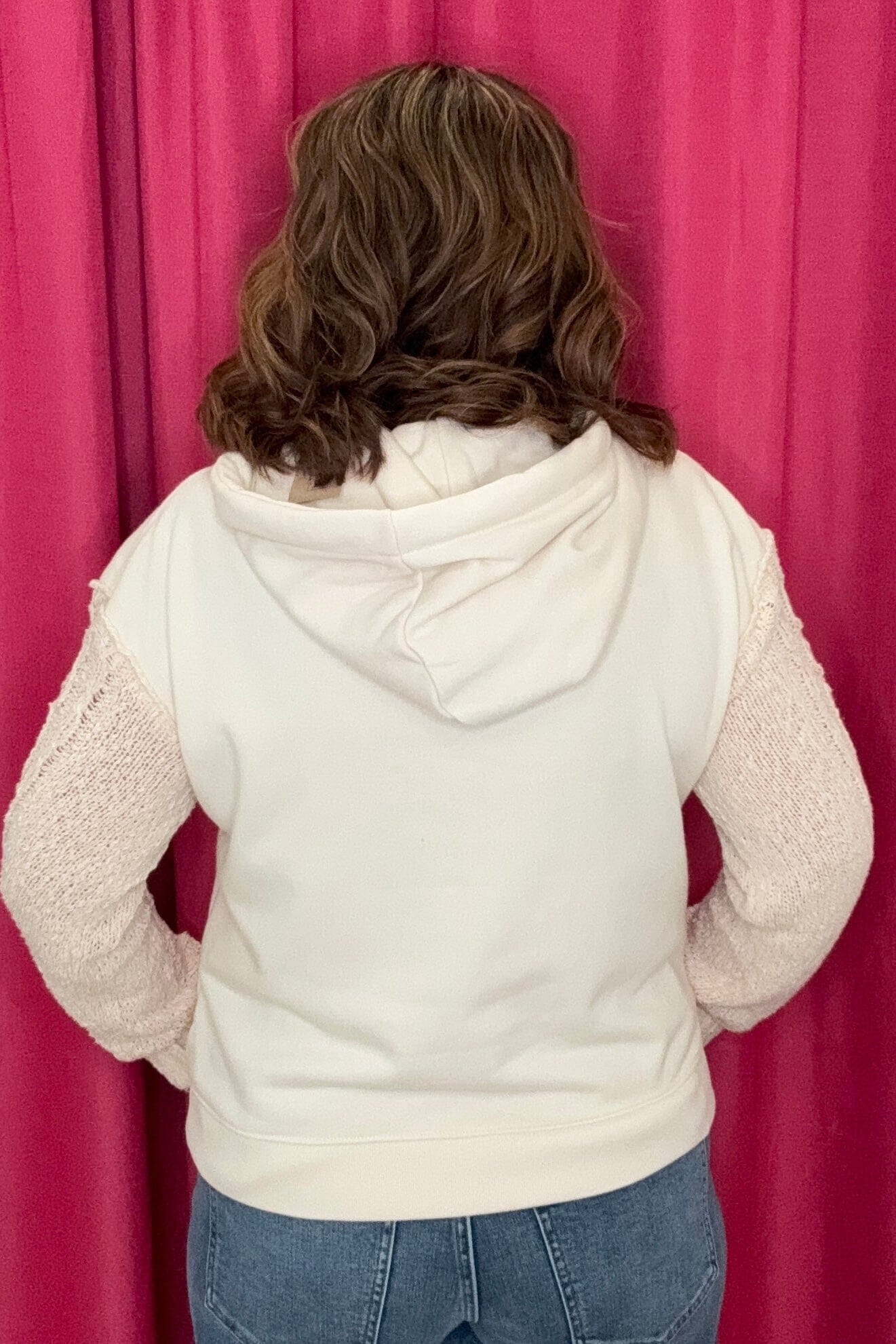 Long Sleeve Mix Media Hoodie w/Ties JRTOP CASUAL TOP DEMOCRACY