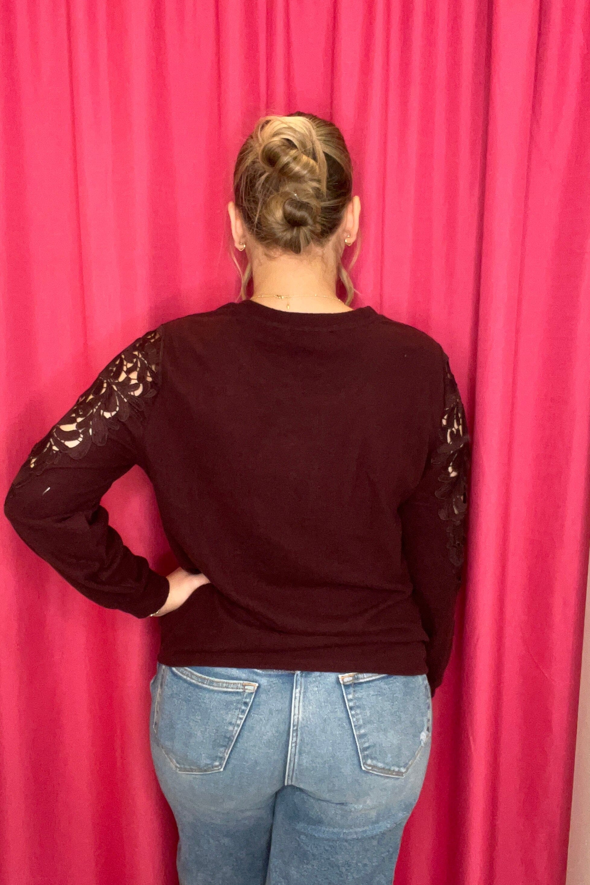 Long Sleeve Crew Neck Lace Insert Top MISSY TOP SPECIAL LIVERPOOL