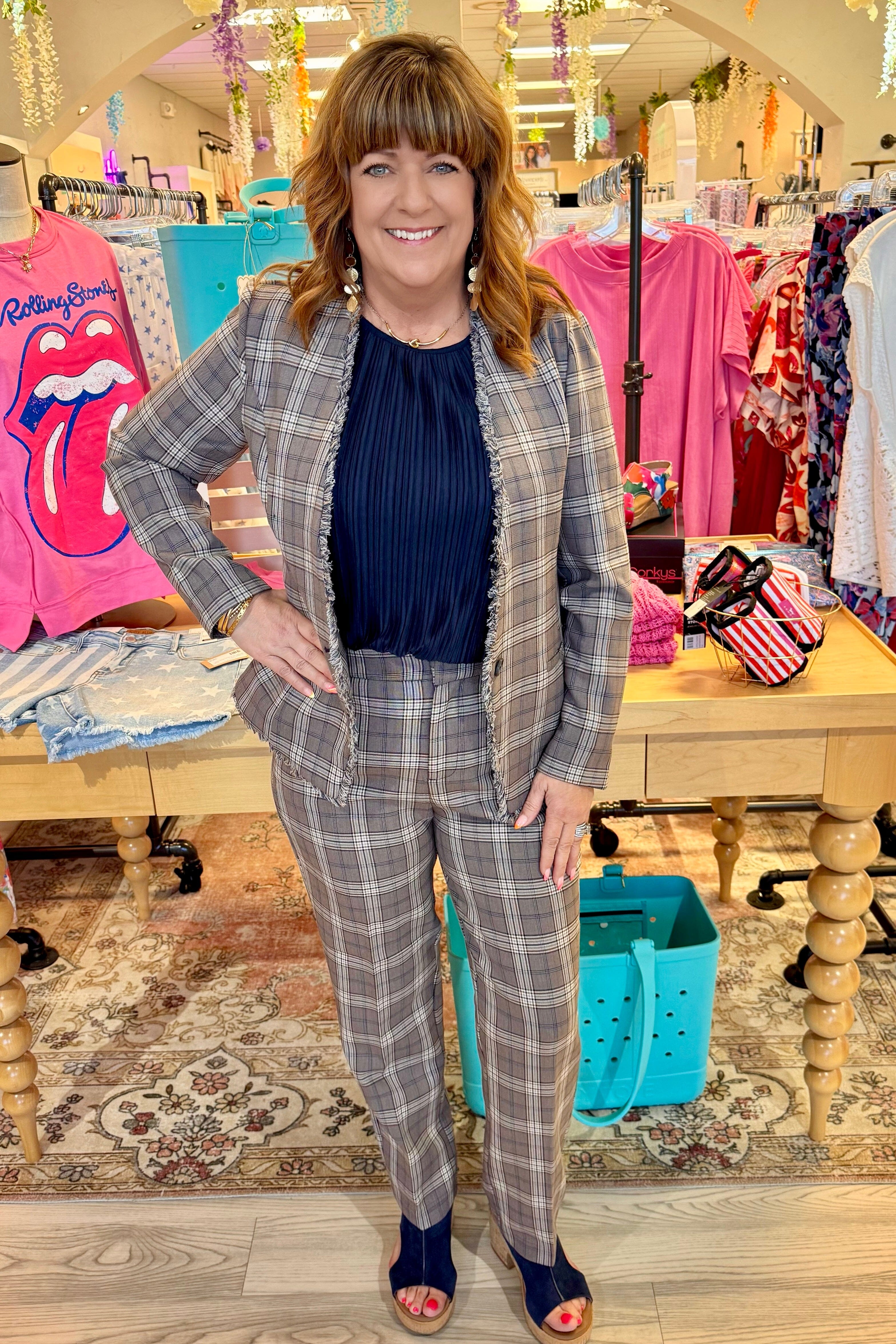 Collarless Fitted Blazer w/Fray OUTFIT COMPLETER LIVERPOOL
