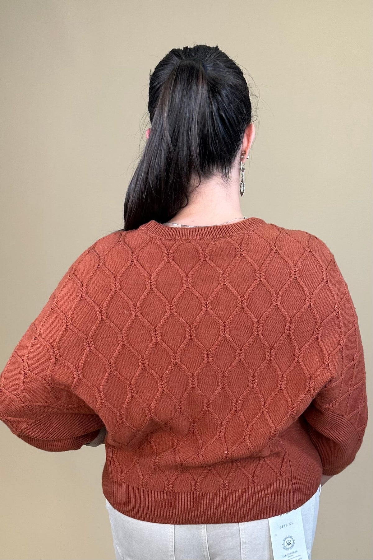 3/4 Sleeve Grid Stitch Sweater MISSY TOP SPECIAL:~~Unassigned~~ DEMOCRACY