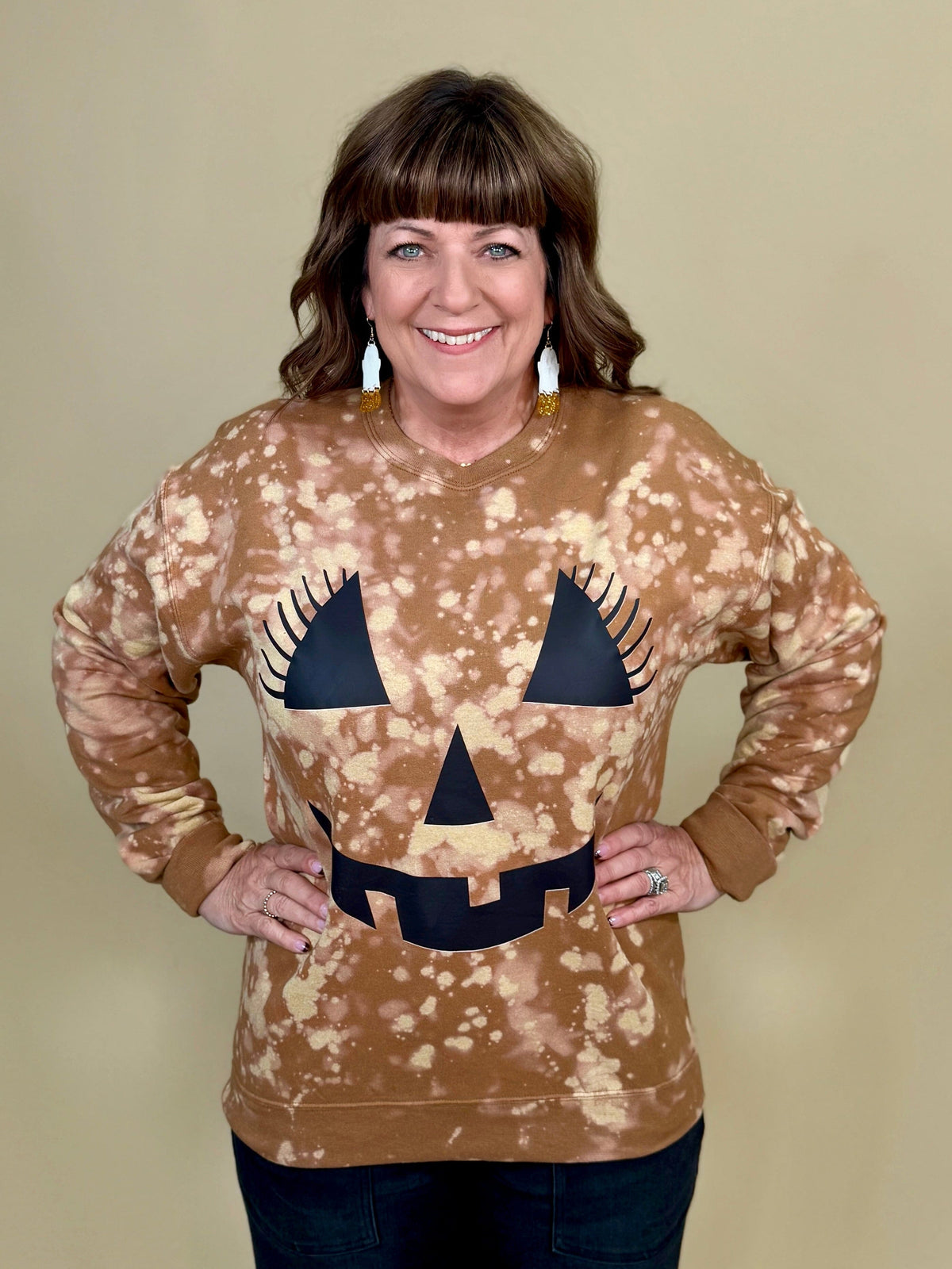 Big Pumpkin Face Sweatshirt MISSY BASIC KNIT:~~Unassigned~~ ENVEE MEE