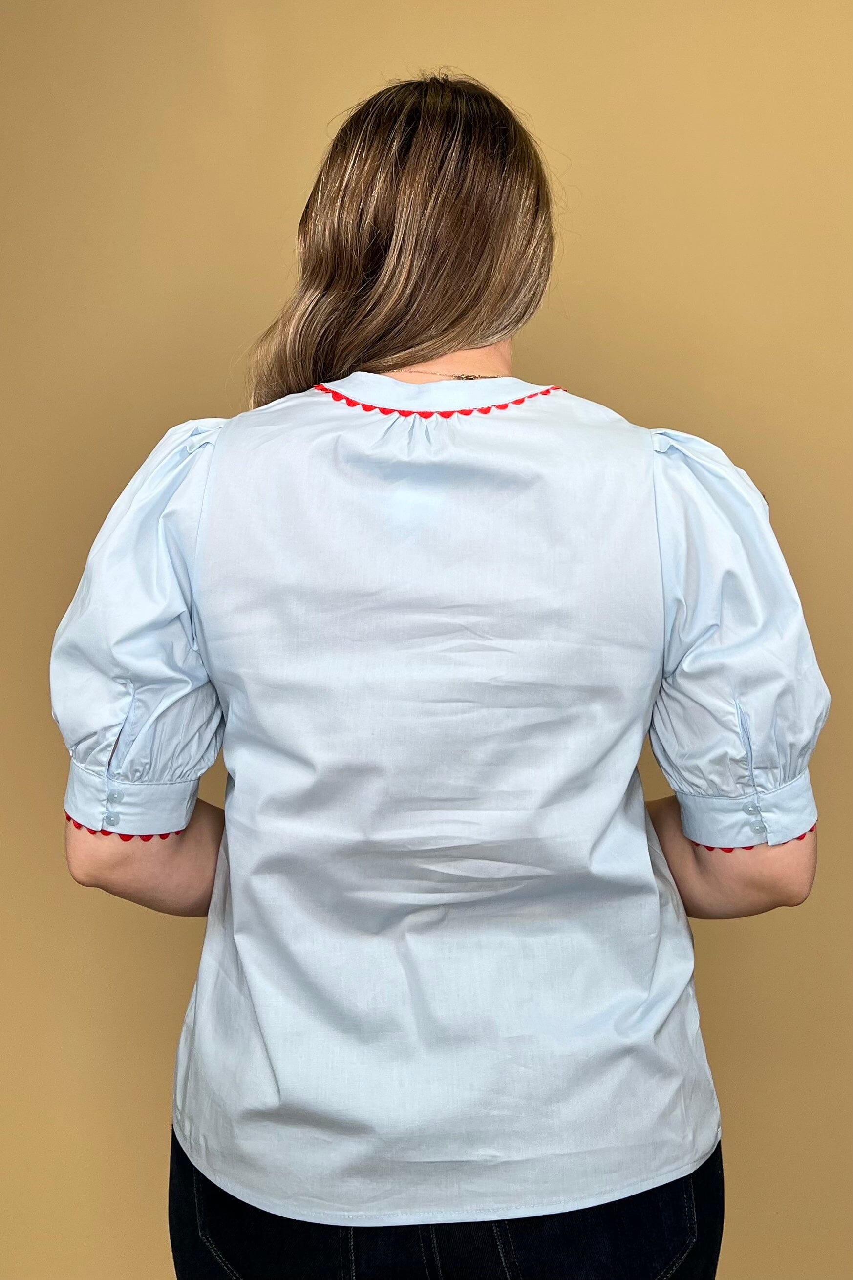 Elaine Top w/Red Rick Rack JR TOP DRESSY MARYSQUARE