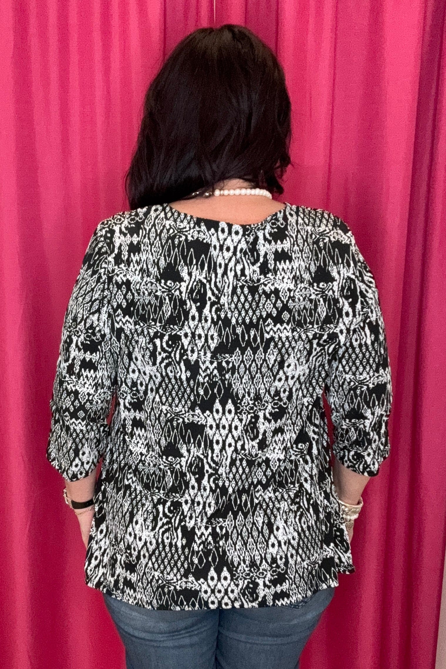 Printed Top 3/4 Sleeve V-Neck MISSY TOP SPECIAL SOUTHERN LADY