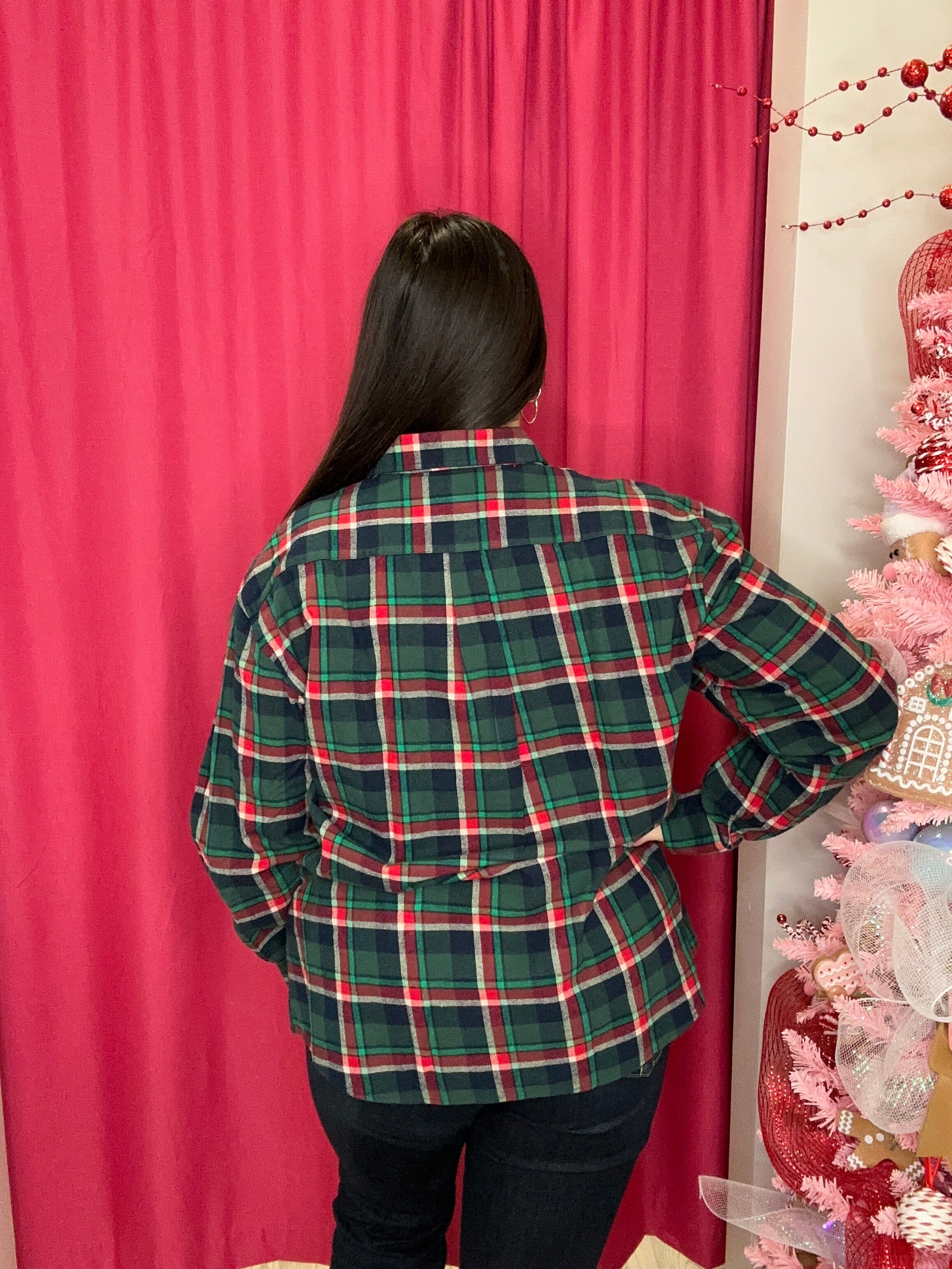 Long Sleeve Holiday Flannel JRTOP CASUAL TOP ENVYSTYLZ