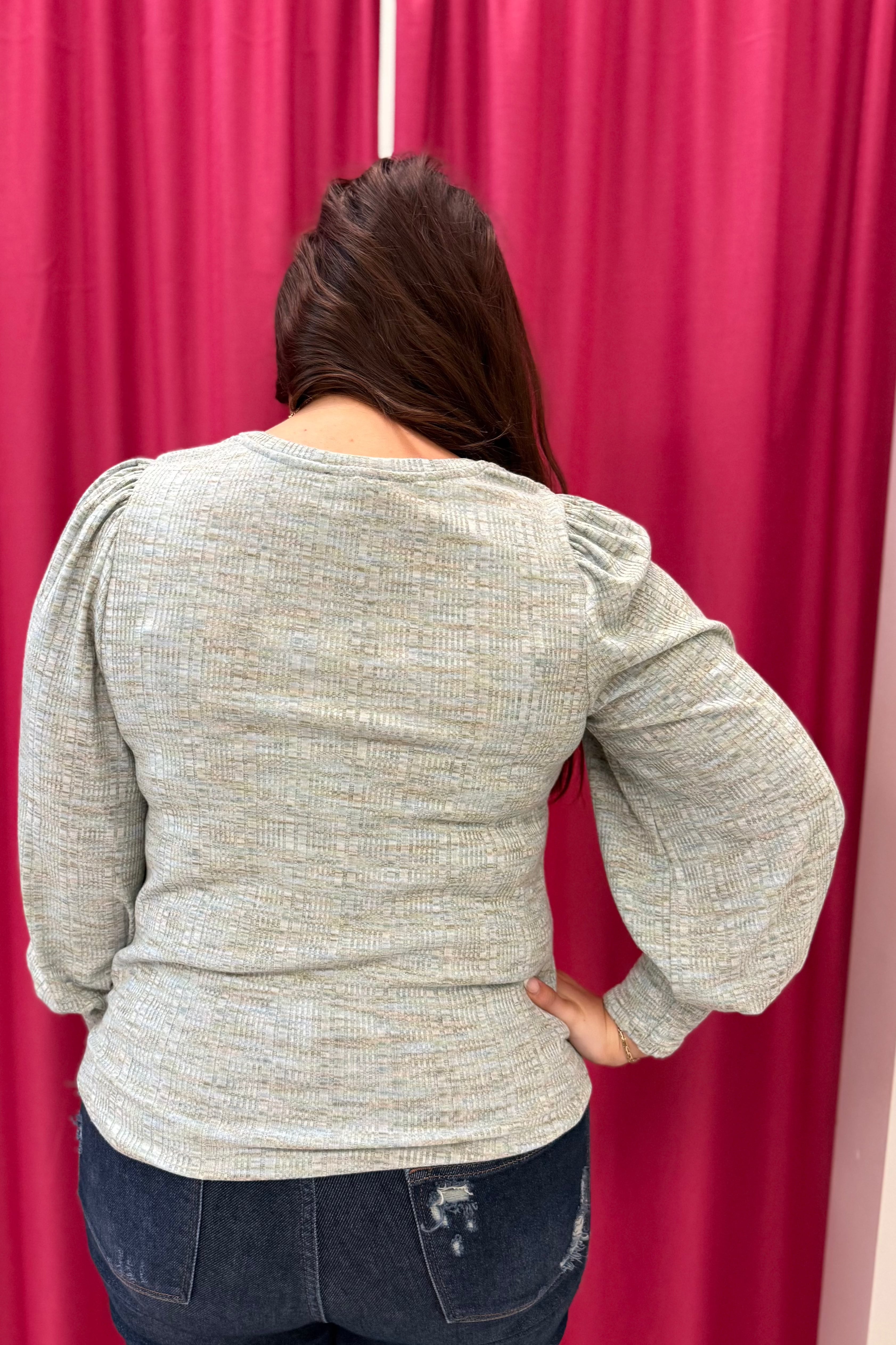 Long Smocked Sleeve V-Neck Top MISSY TOP SPECIAL DEMOCRACY