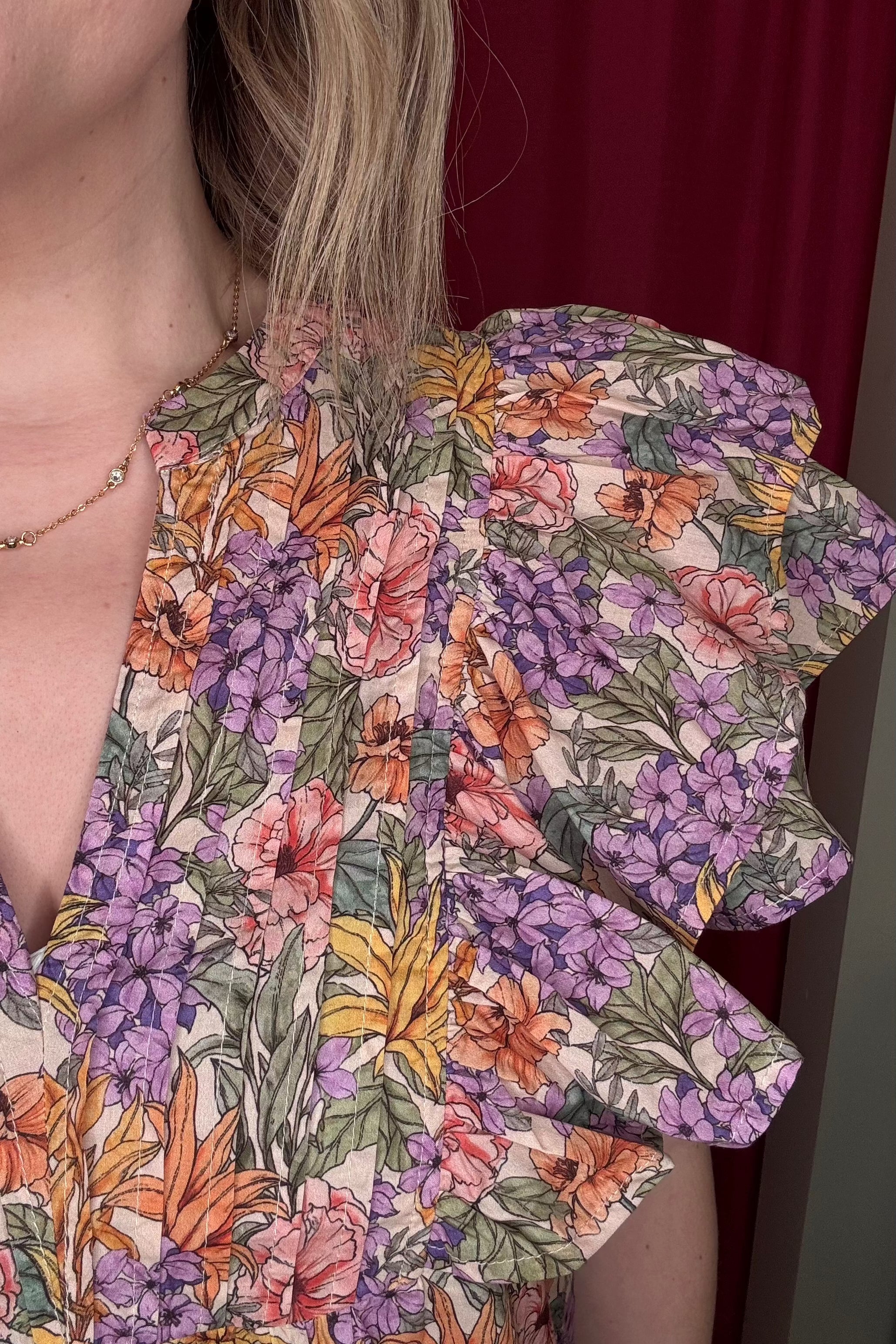 Ruffle Floral Printed Top JR TOP DRESSY ENTRO