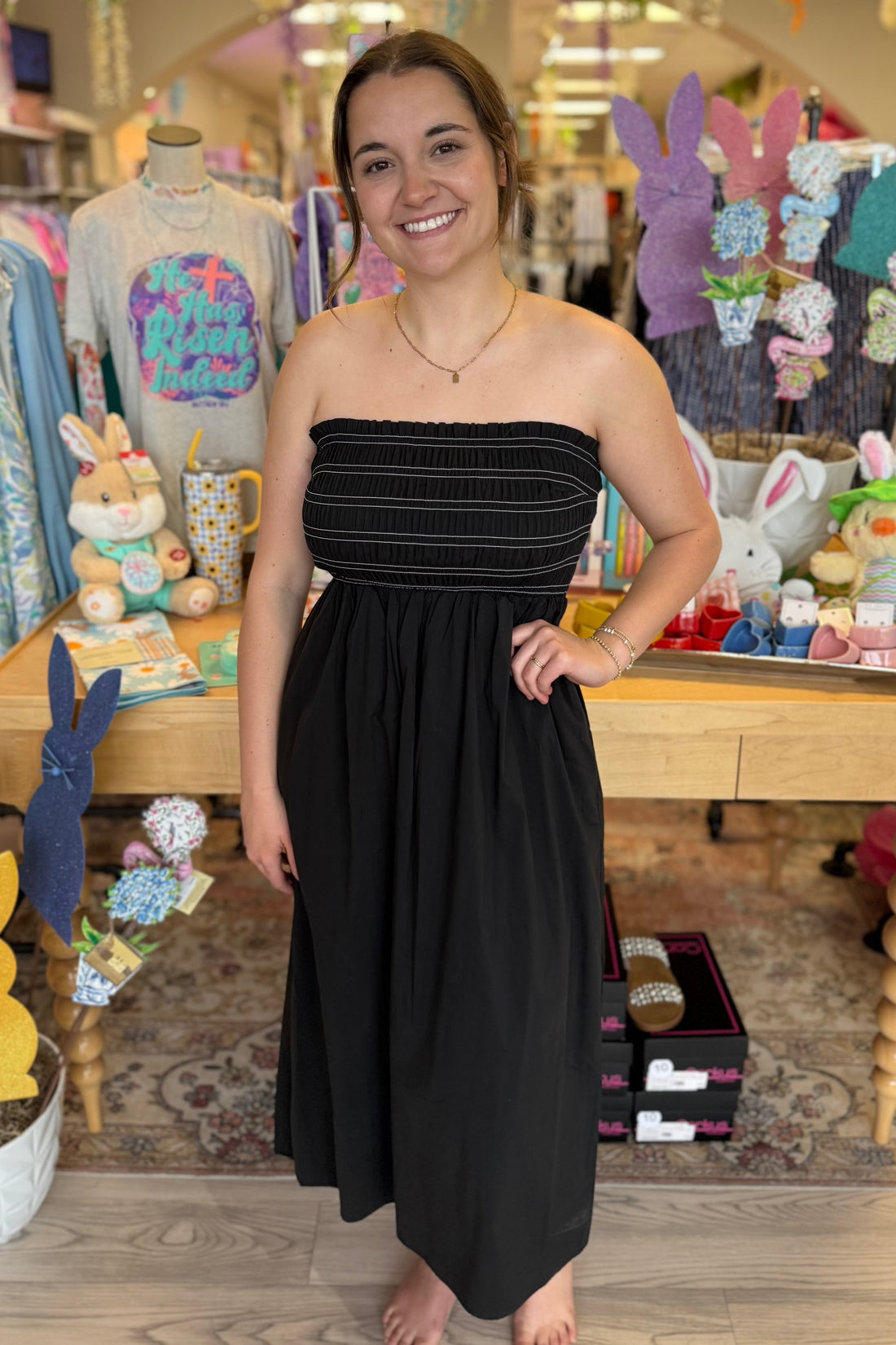 Sleeveless Smocked Woven Midi Dress DRESS LIVERPOOL