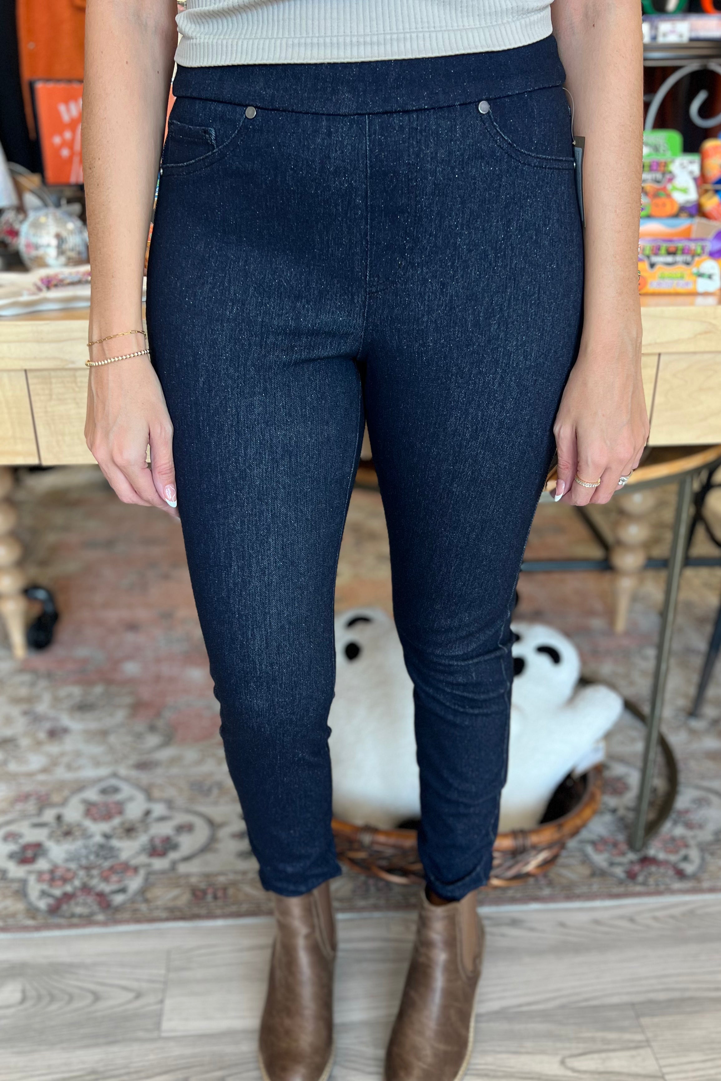 Audrey Pull-On Glitz Shine Skinny Jeans BOTTOMS TRIBAL