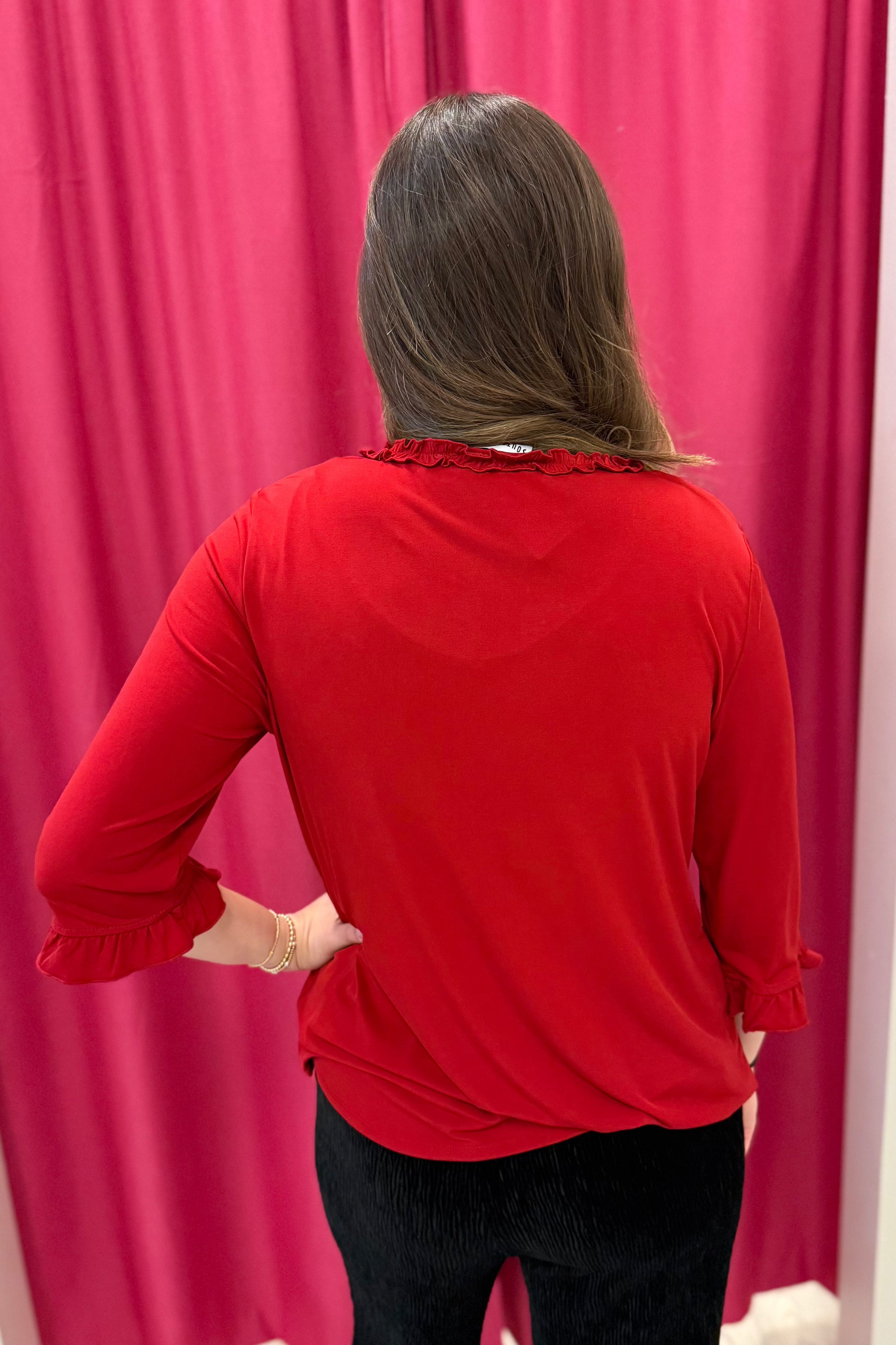 Ruffle Detail 3/4 Sleeve Top MISSY TOP SPECIAL SOUTHERN LADY