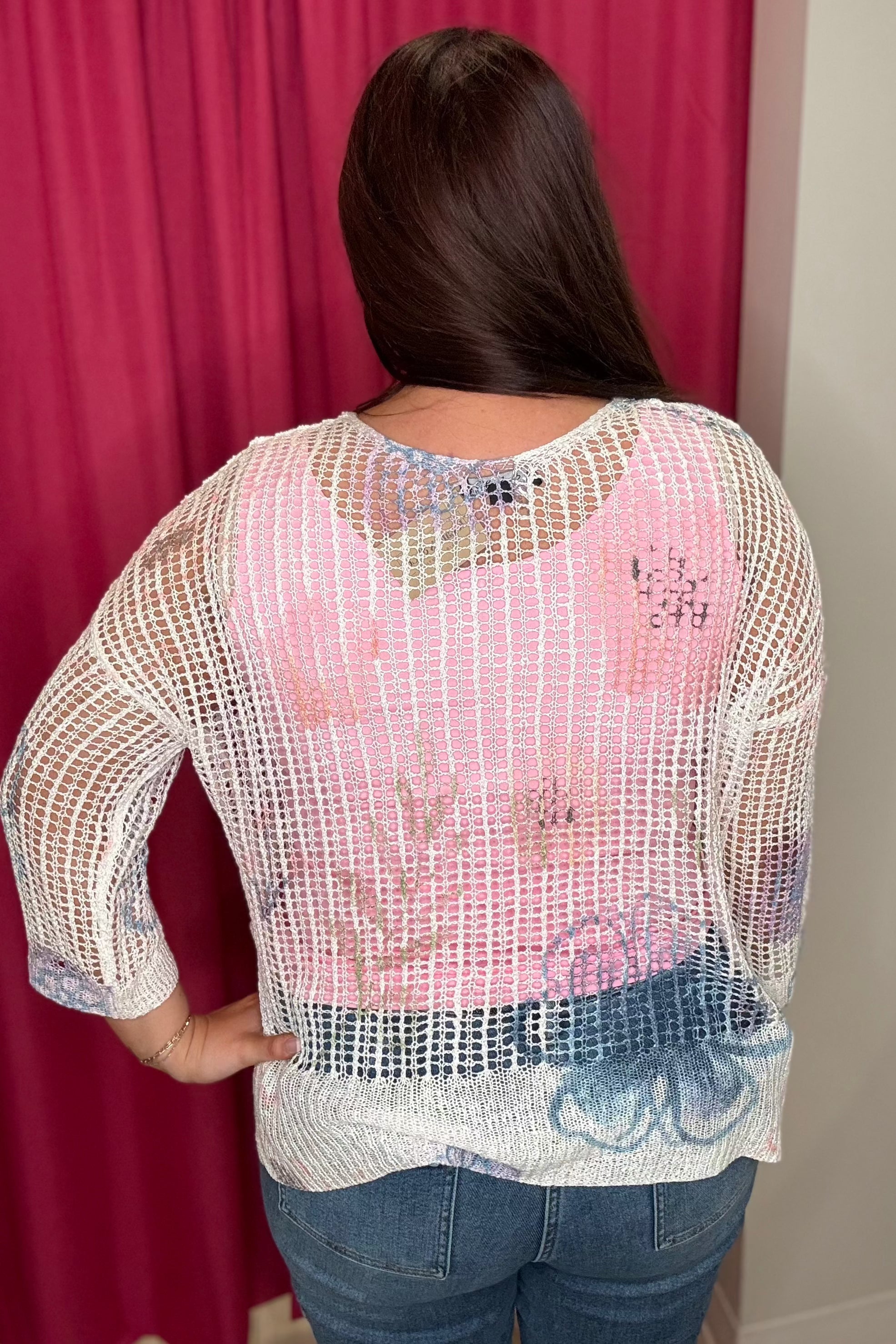 Printed Fishnet Crochet Sweater MISSY TOP SPECIAL Charlie B