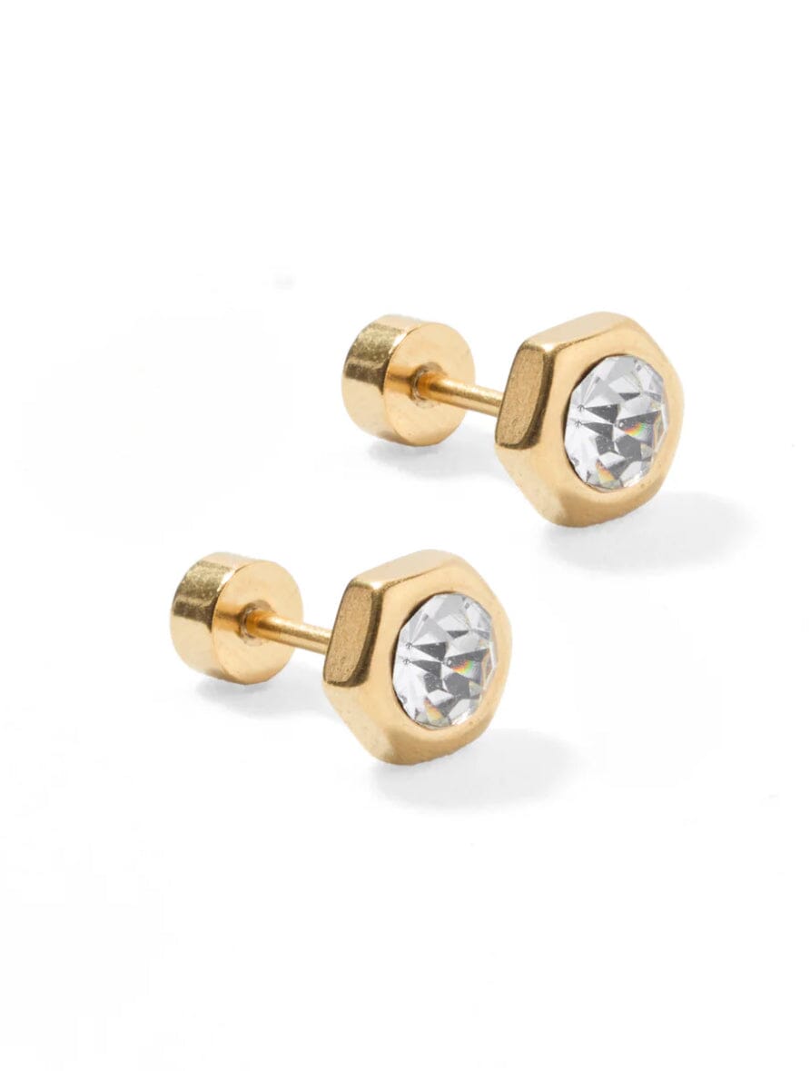 Screwback Stud Addison Clear JEWELRY LINNY CO