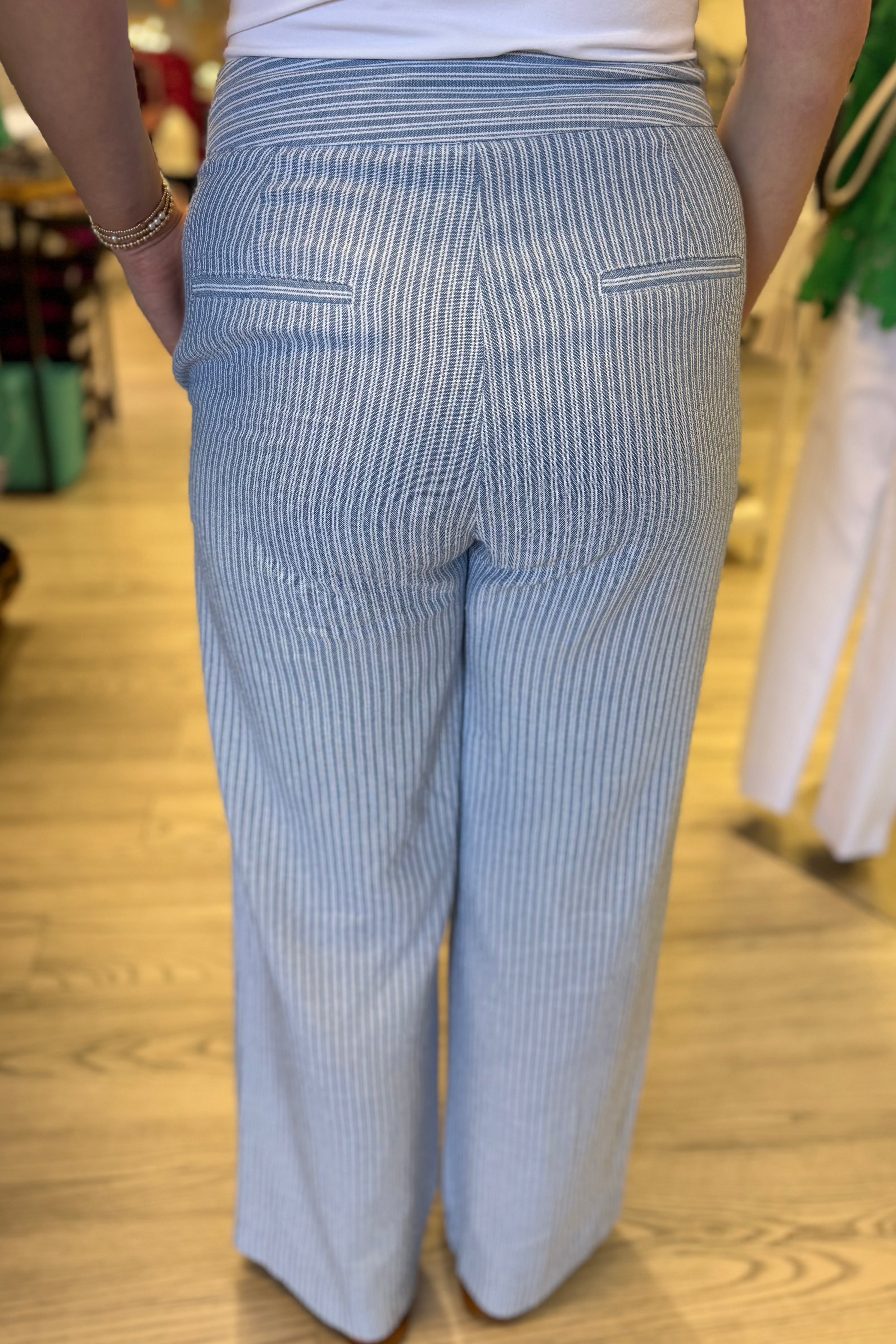 Wide Leg Flowy Striped Pant with Button Detail BOTTOMS ZAC & RACHEL