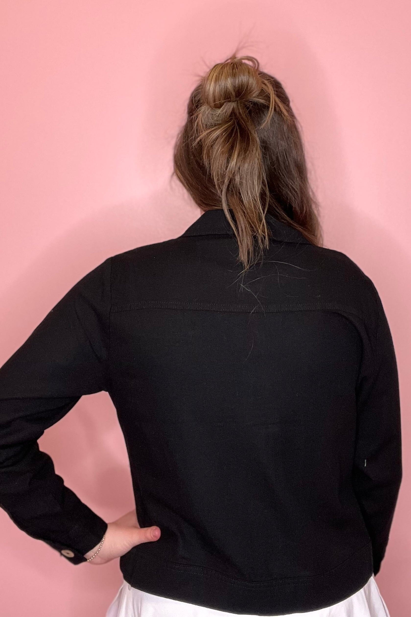 Long Sleeve Linen Jacket with Wood Buttons OUTFIT COMPLETER KEREN HART