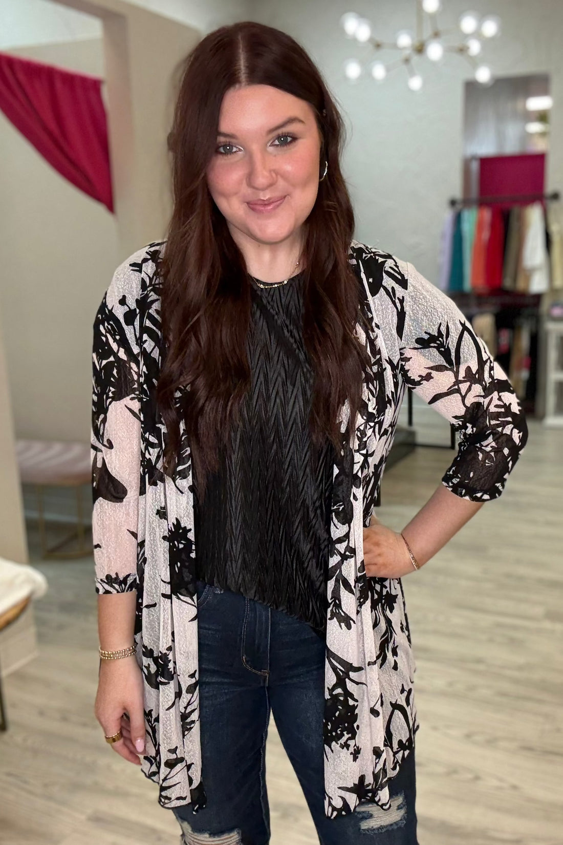 Printed Mesh Cardigan OUTFIT COMPLETER CREATION