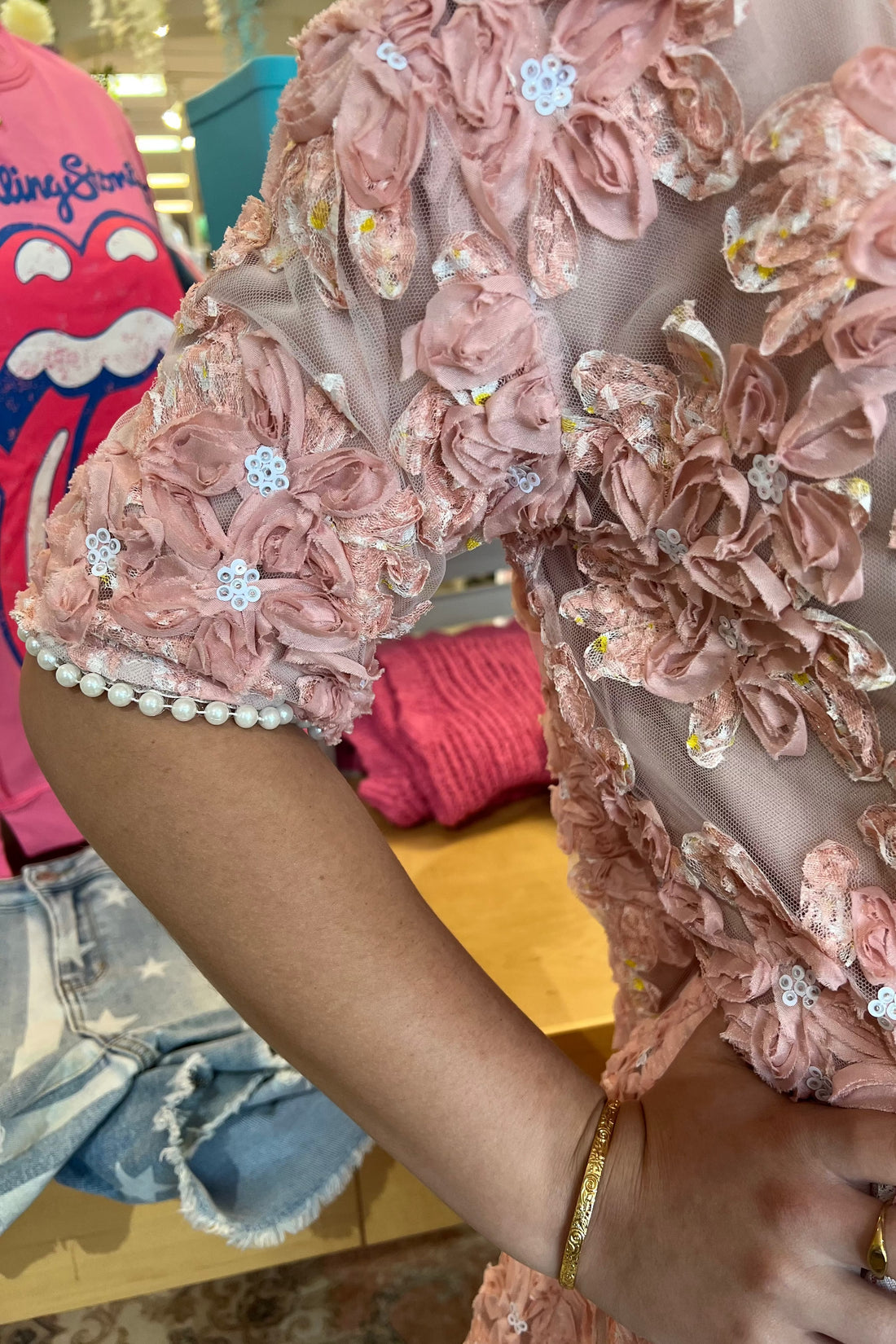 Short SLeeve Floral Sequins Dress DRESS DAVI&DANI