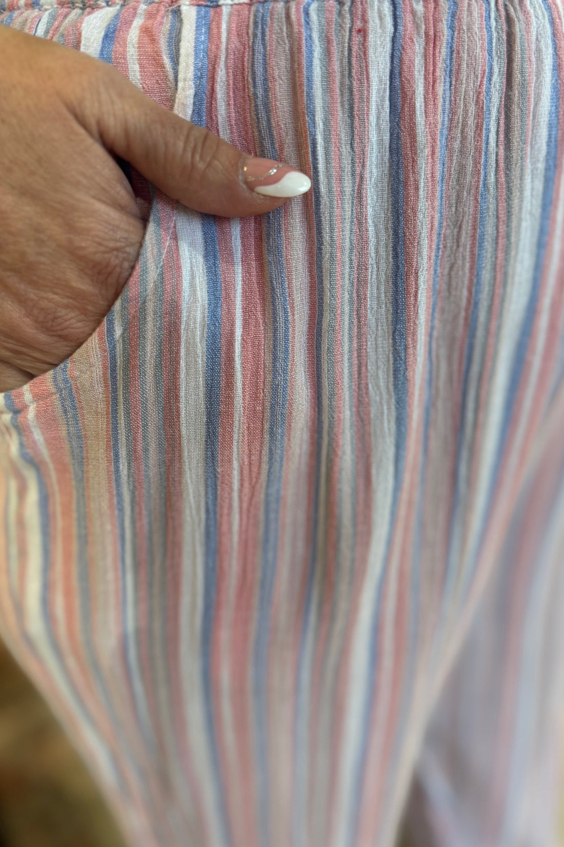 Gauze Pull On Pant with Stripes & Drawstring BOTTOMS KEREN HART