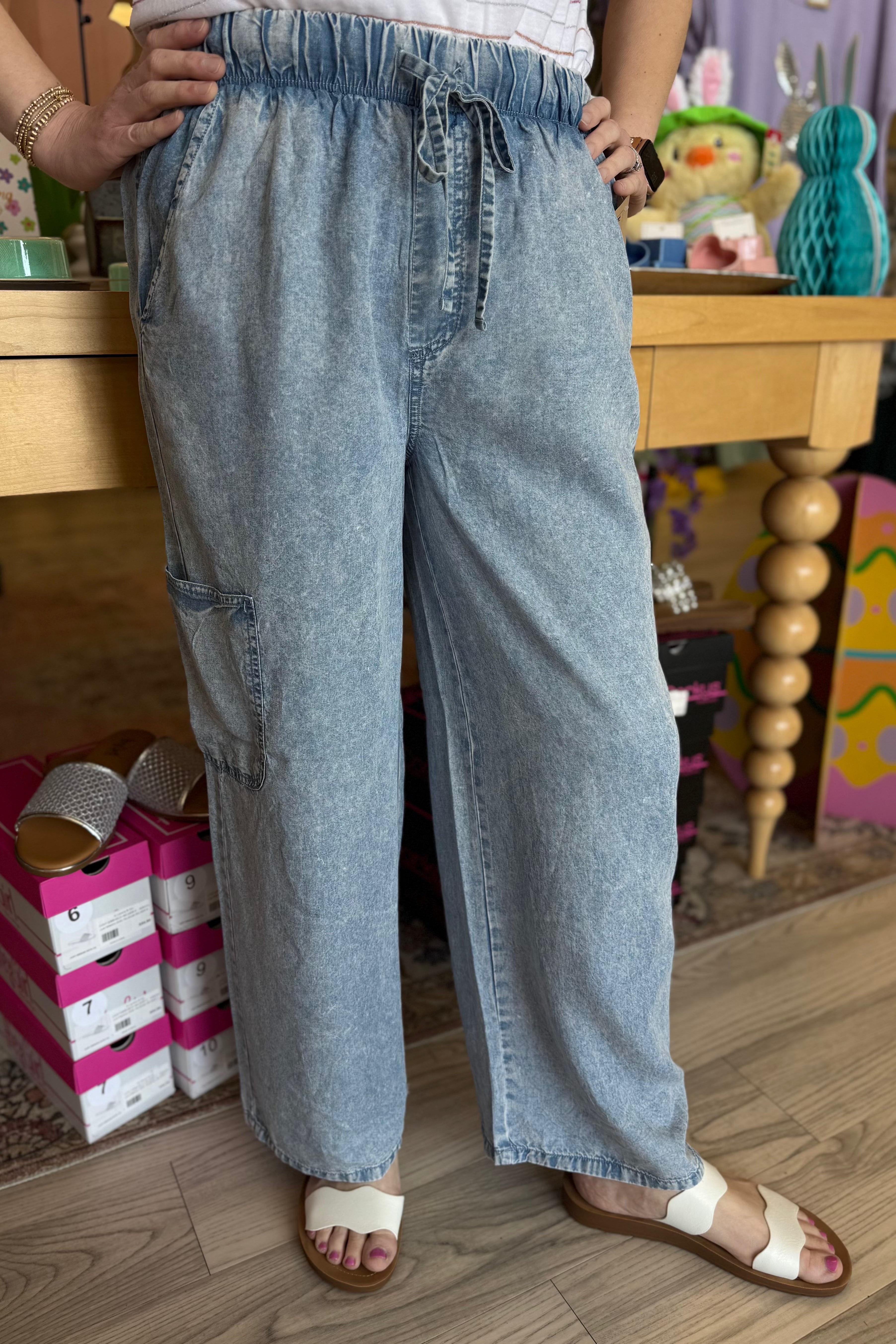 Pull On Drawstring Flowy Denim Pant BOTTOMS ZAC & RACHEL