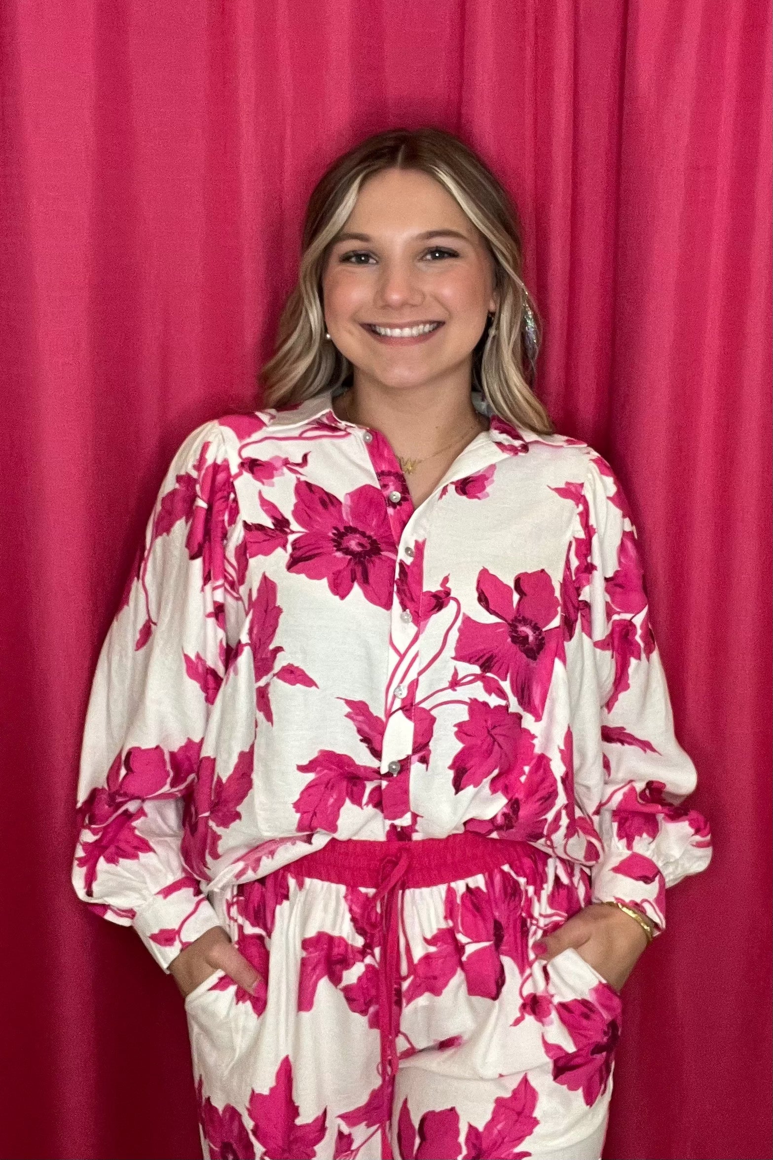 Collar Neck Button Down Batwing Top JR TOP DRESSY GLAM