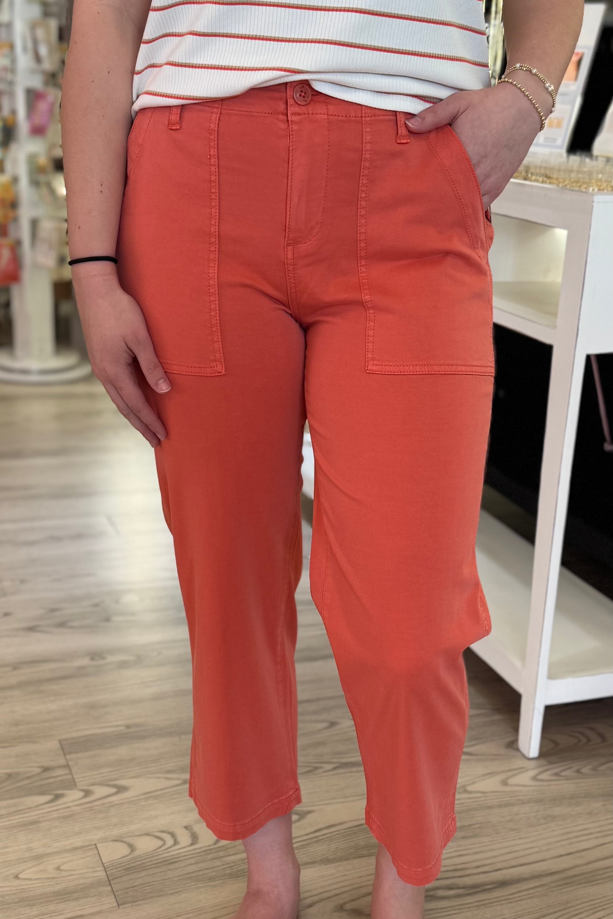 Cargo Wide Leg Crop 26" BOTTOMS LIVERPOOL PAPAYA 0