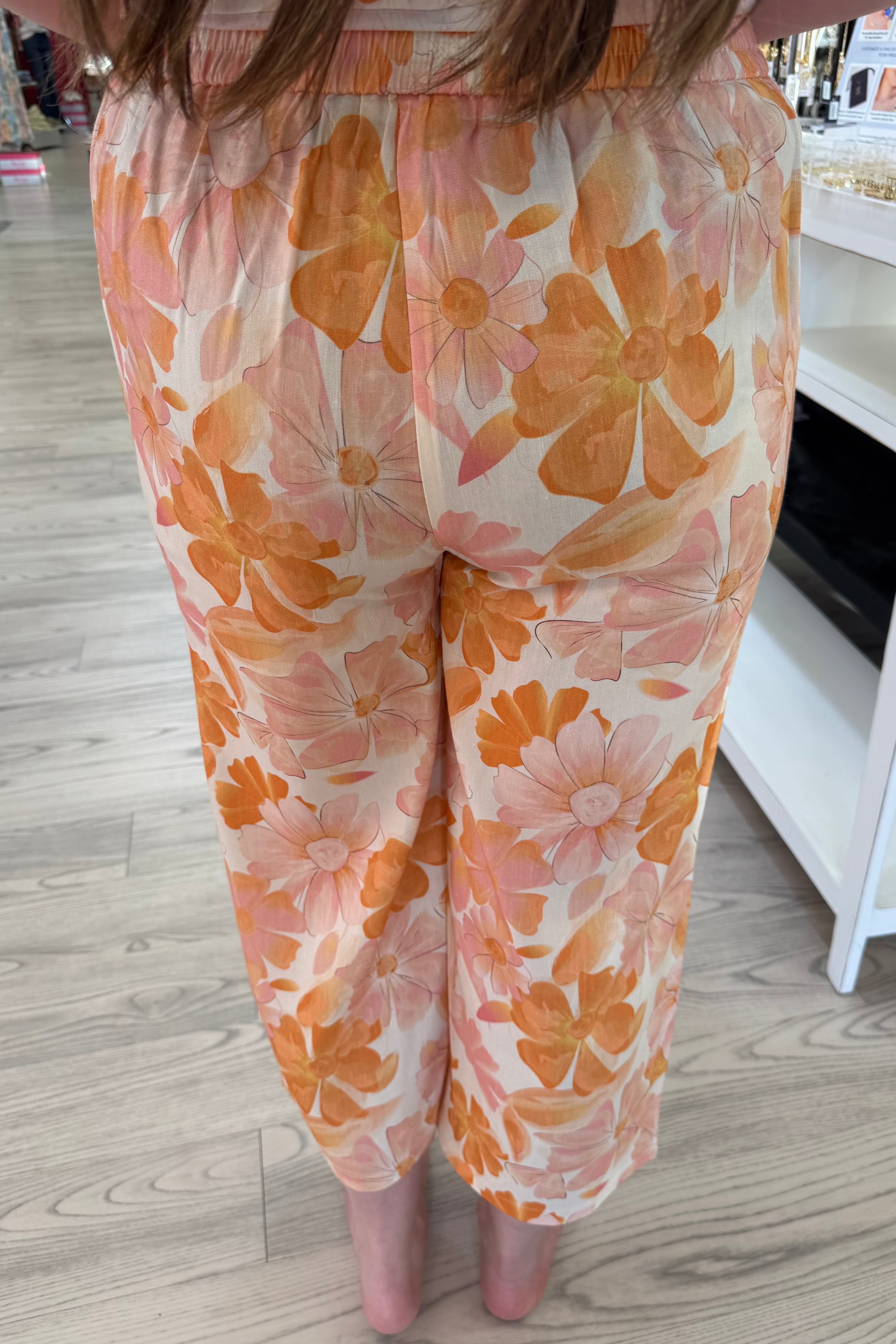 Pull On Printed Linen Stretch Pants BOTTOMS Charlie B