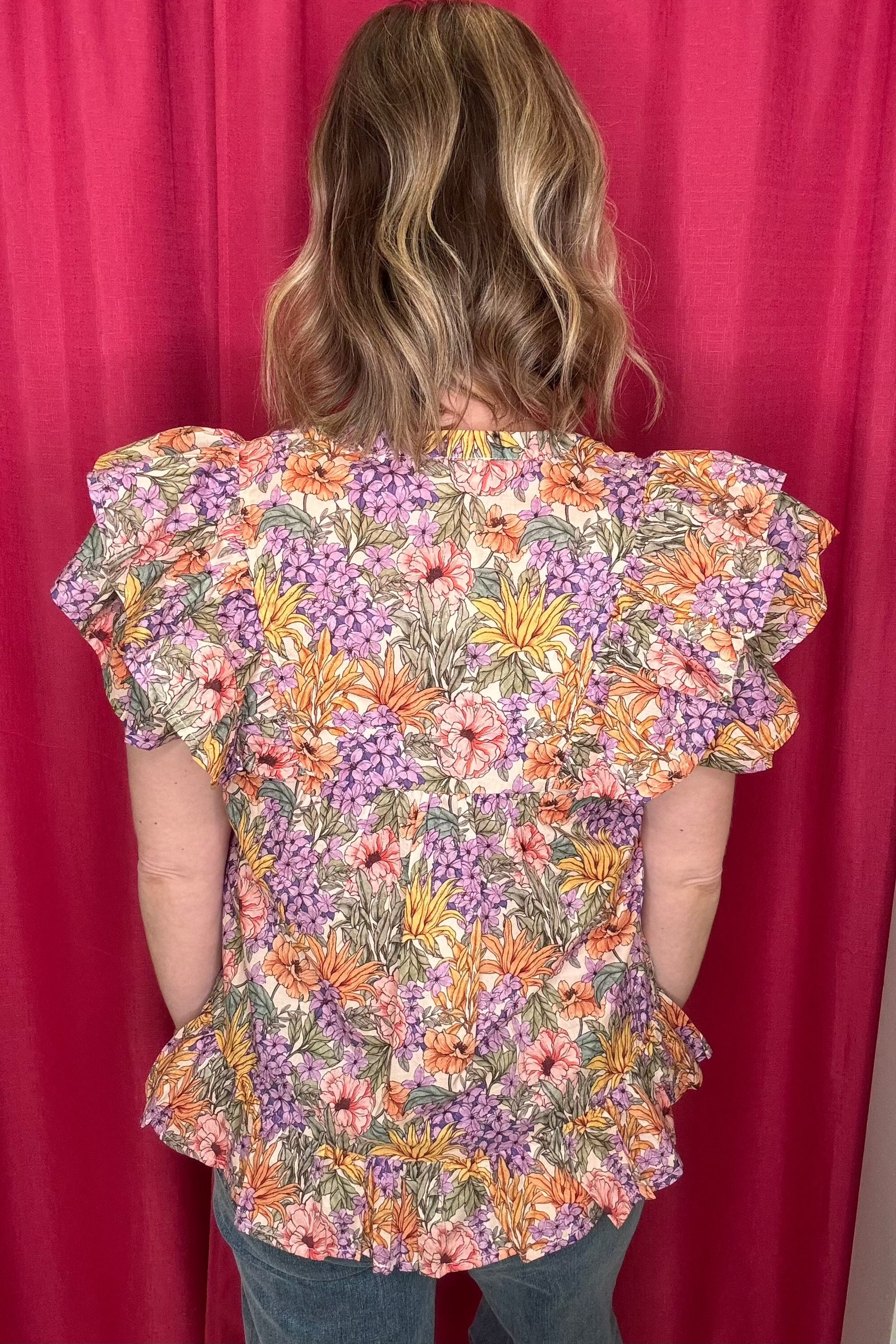 Ruffle Floral Printed Top JR TOP DRESSY ENTRO