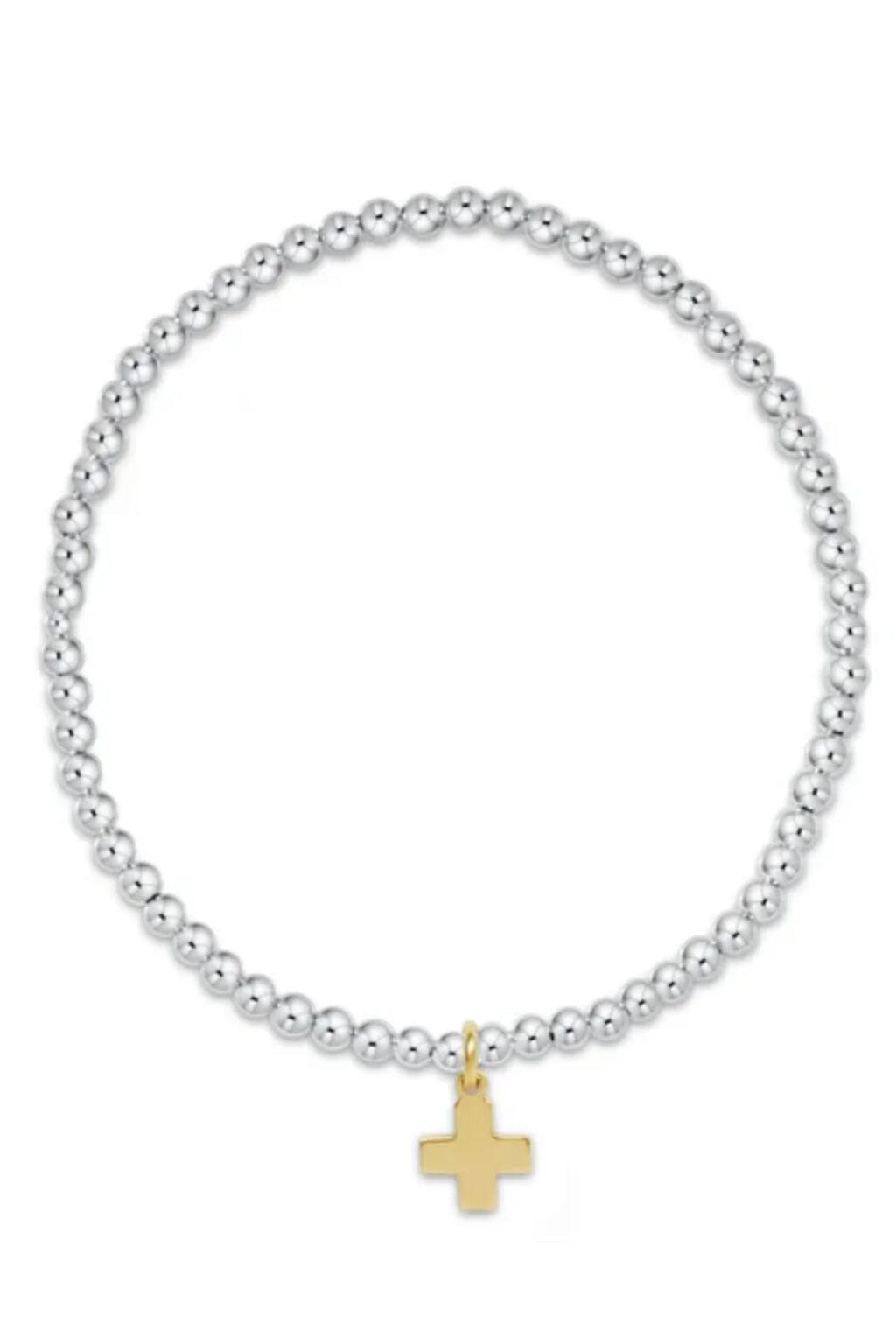 Classic Sterling Mixed Metal 3mm Bracelet-Signature Cross JEWELRY ENEWTON