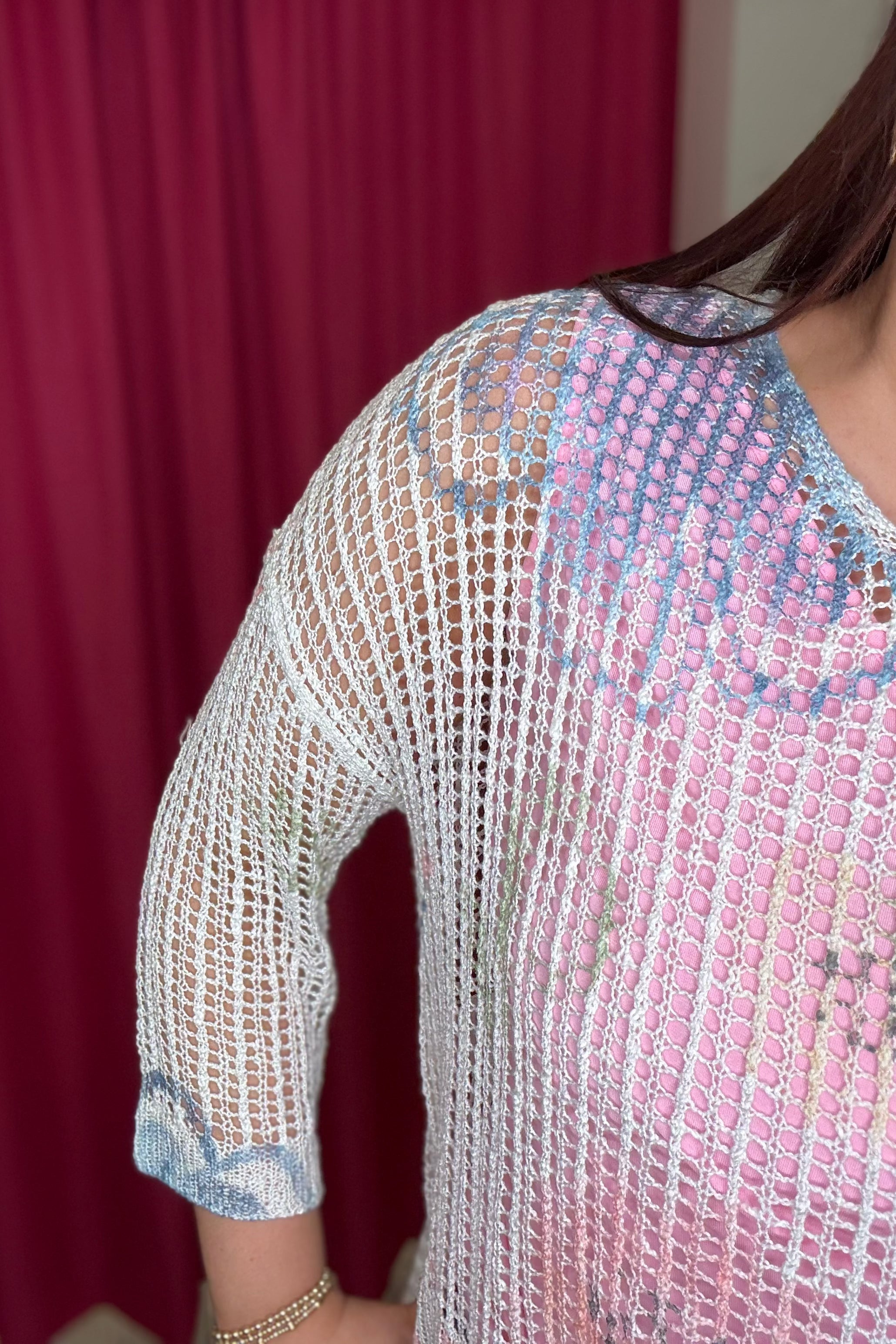 Printed Fishnet Crochet Sweater MISSY TOP SPECIAL Charlie B