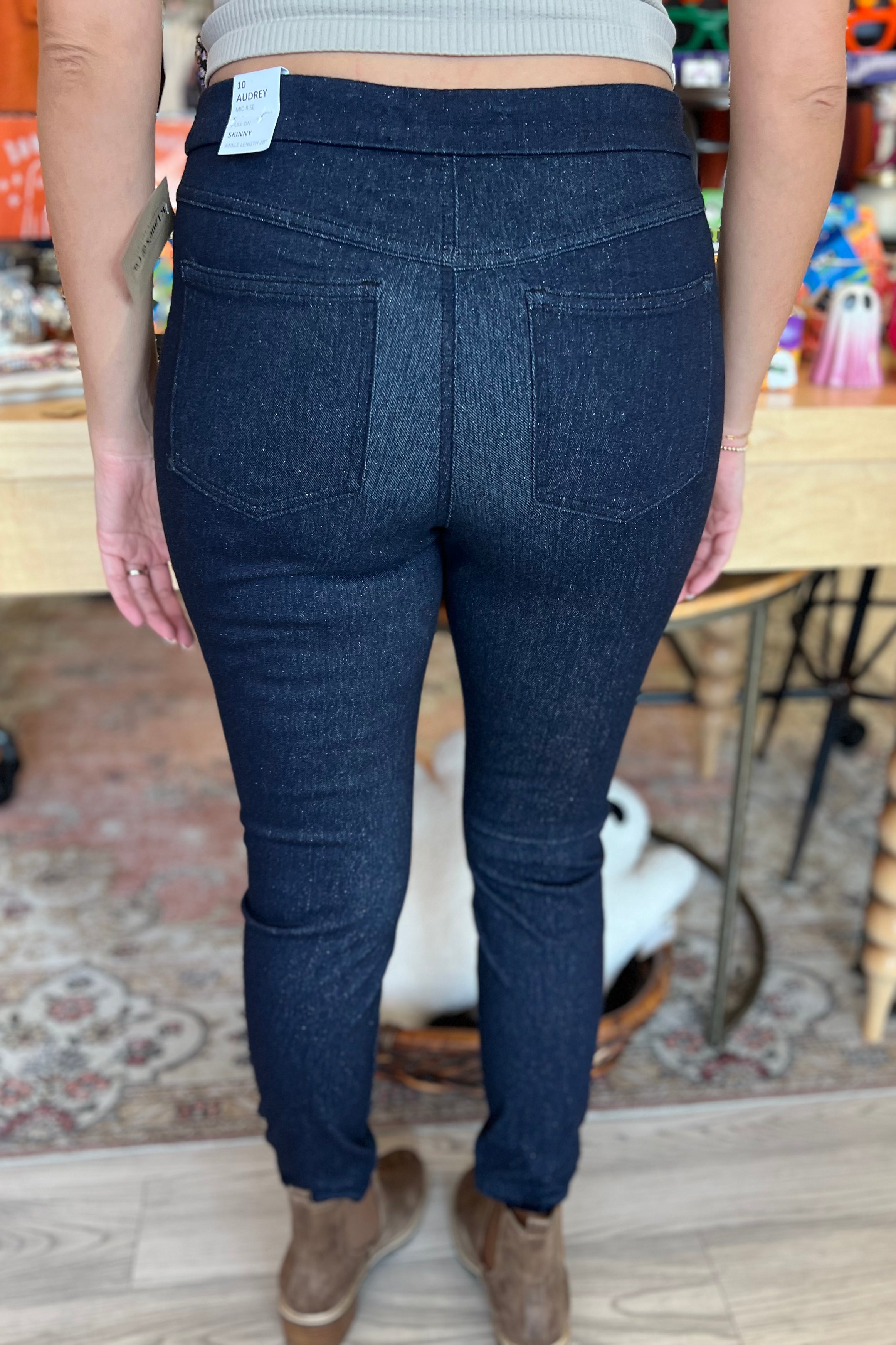 Audrey Pull-On Glitz Shine Skinny Jeans BOTTOMS TRIBAL