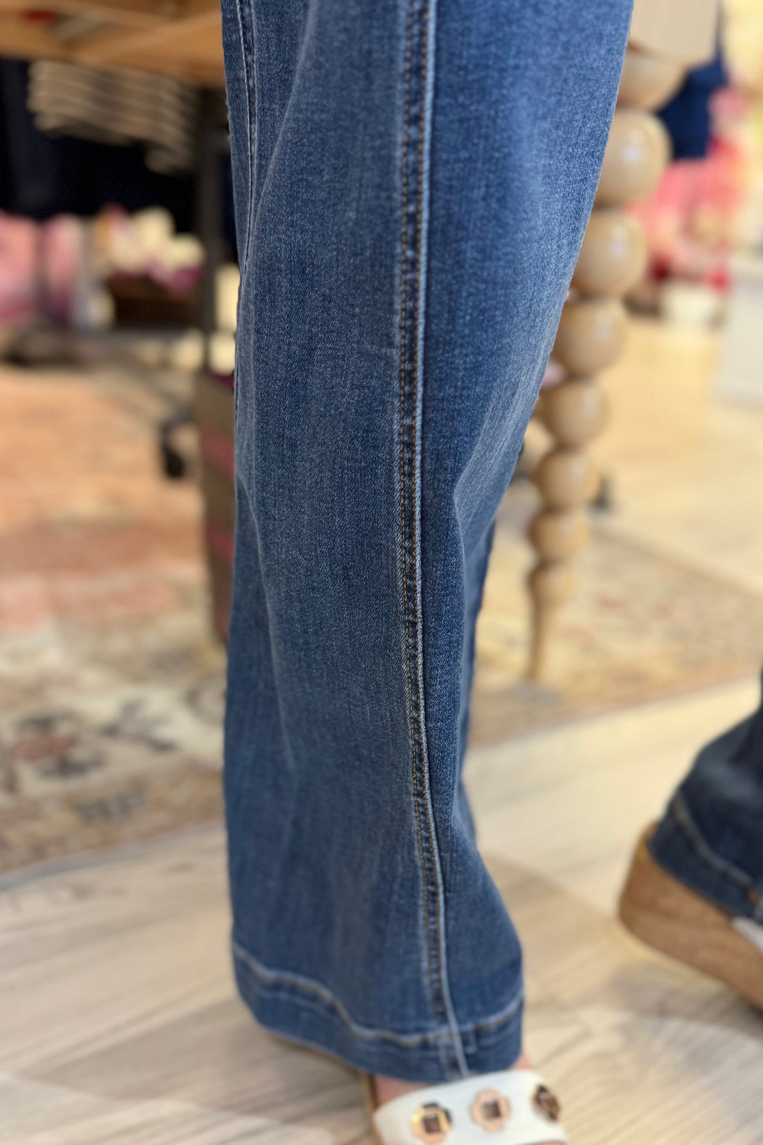 High Waist Trouser Detail Seam Wide Leg JEANS JUDY BLUE