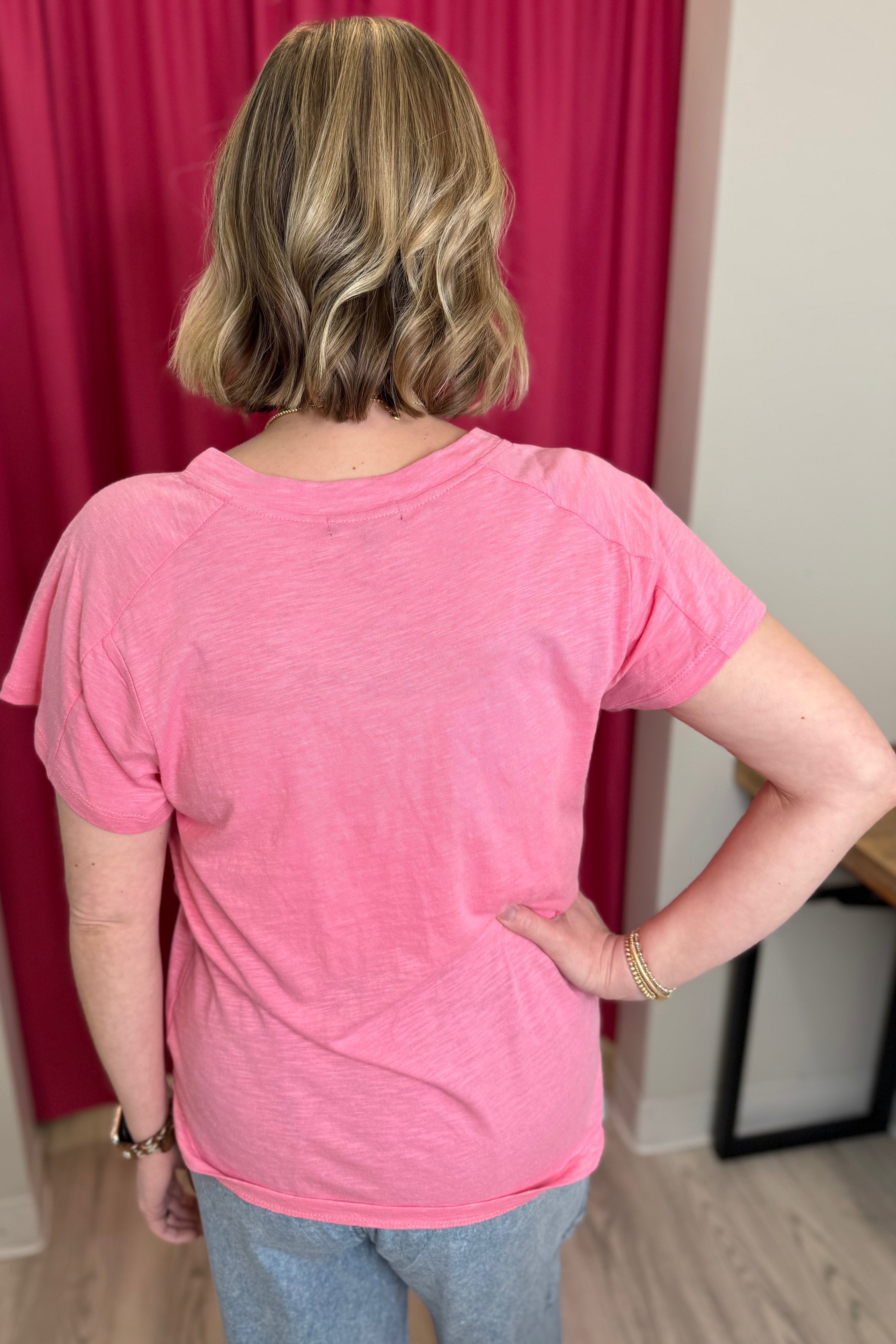 Short Sleeve Scoop Neck Embroidered T-Shirt MISSY TOP SPECIAL DEMOCRACY