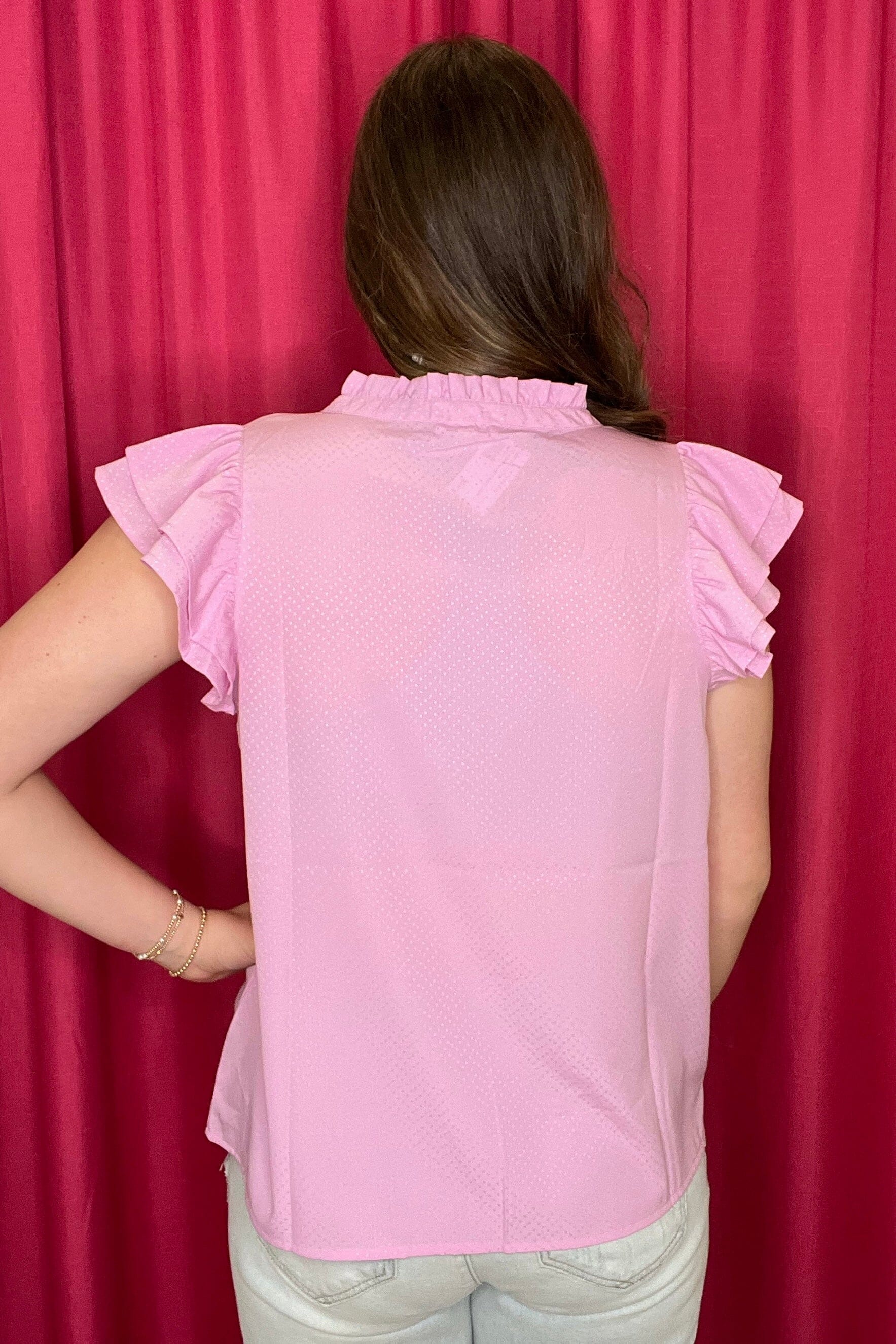 Cap Ruffle Sleeve V-Neck Swiss Dot Top JR TOP DRESSY MARYSQUARE