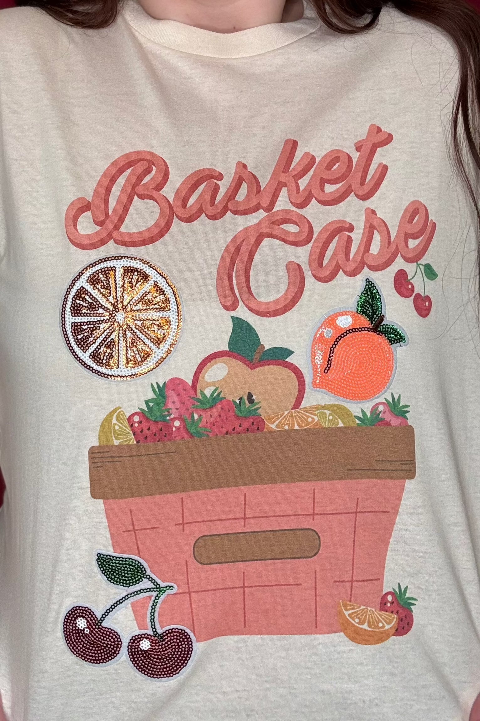 Basket Case Fruity Sequin Graphic Tee MISSY BASIC KNIT K Lane&