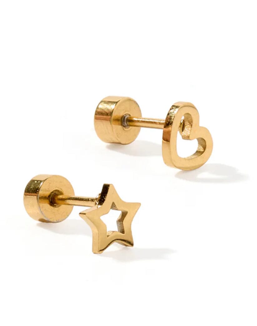Mix Heart and Star Screwback Earrings JEWELRY LINNY CO