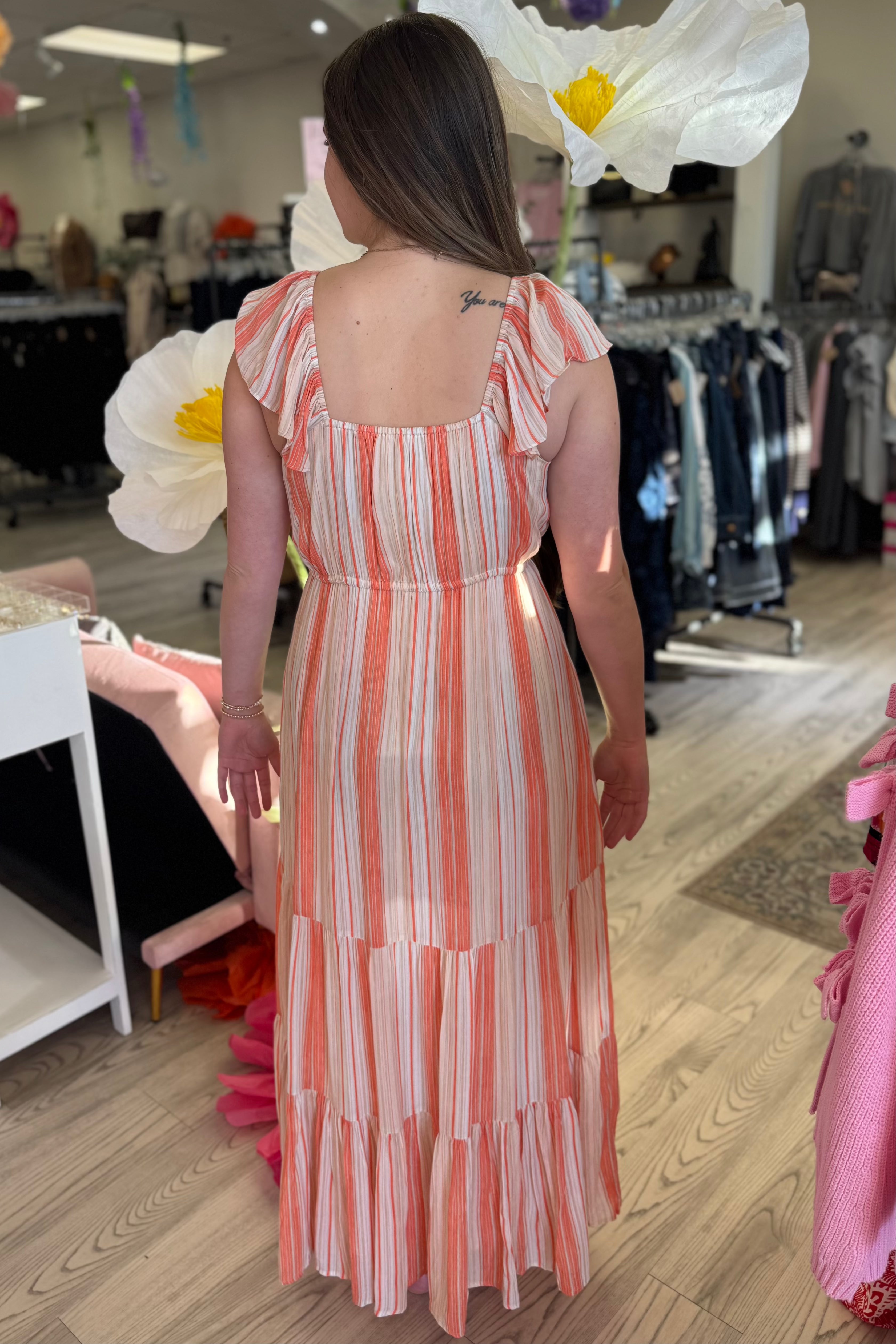 Flutter Sleeve Tie Waist Maxi Dress DRESS LIVERPOOL