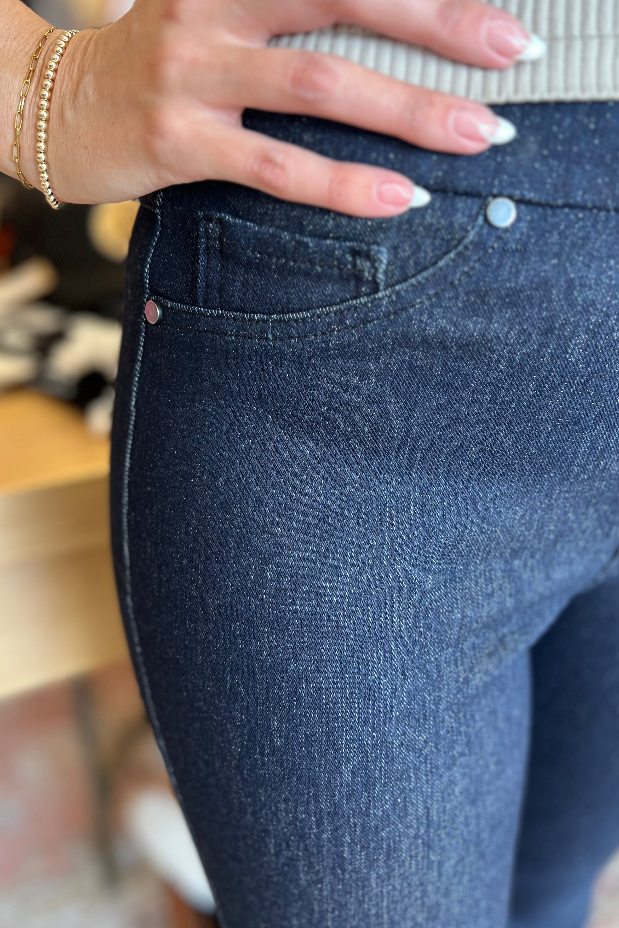 Audrey Pull-On Glitz Shine Skinny Jeans BOTTOMS TRIBAL
