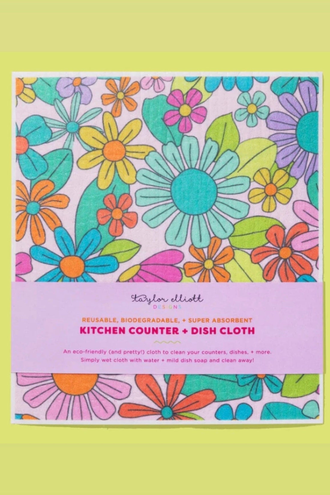 Biodegradable Dish Cloth GIFT/OTHER TAYLOR ELLIOTT DESIGNS FLOWERGARDEN
